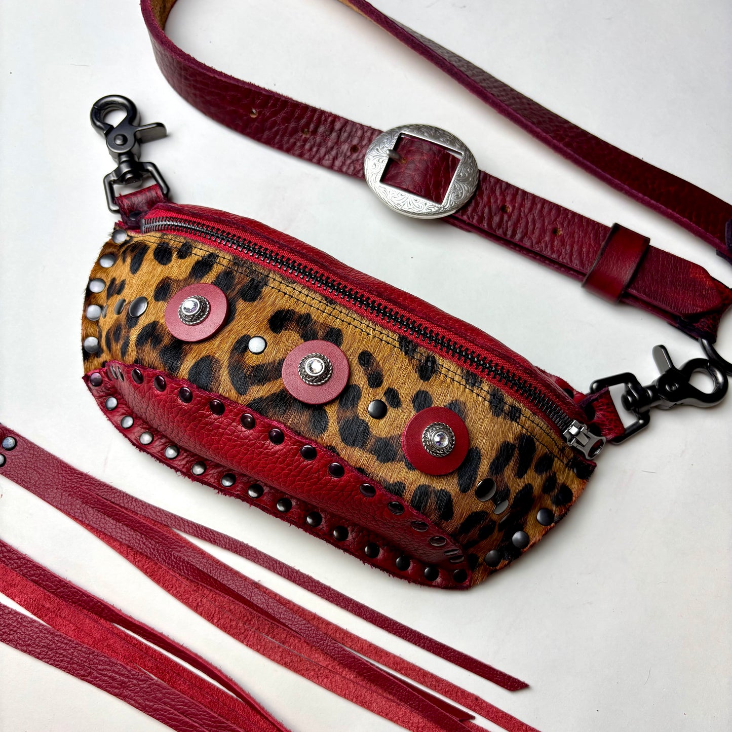 Red Leopard Convertible Waist Bag
