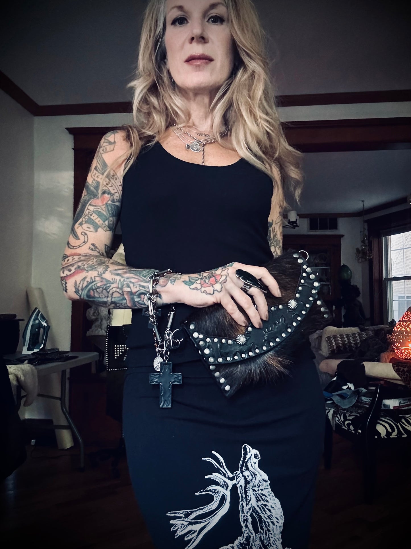 Hair-on Cowhide Sabbath Clutch