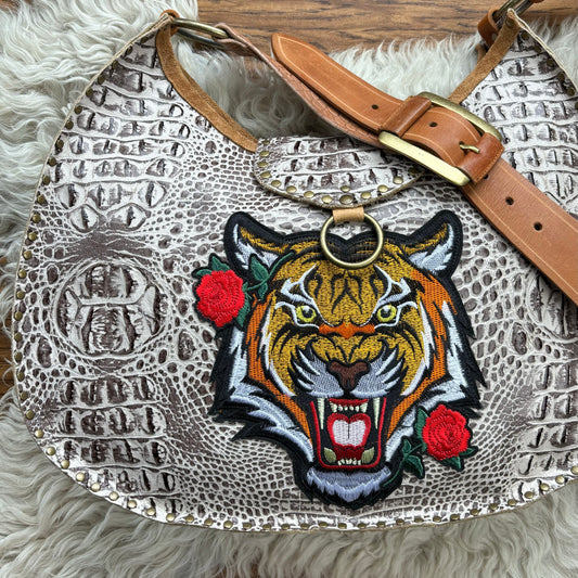Ivory Croc Print Tiger Bag