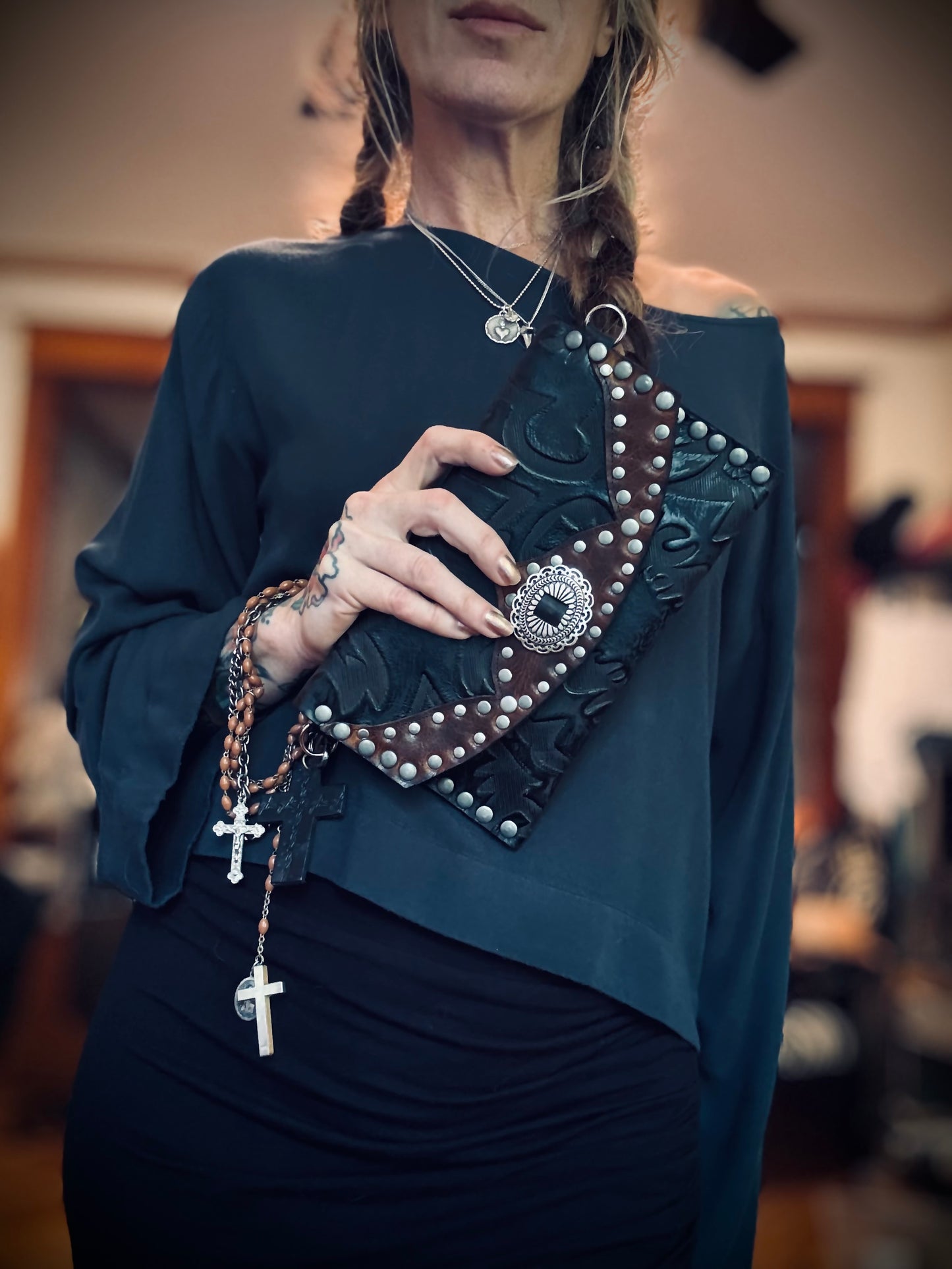 Black Gothic Print Sabbath Clutch