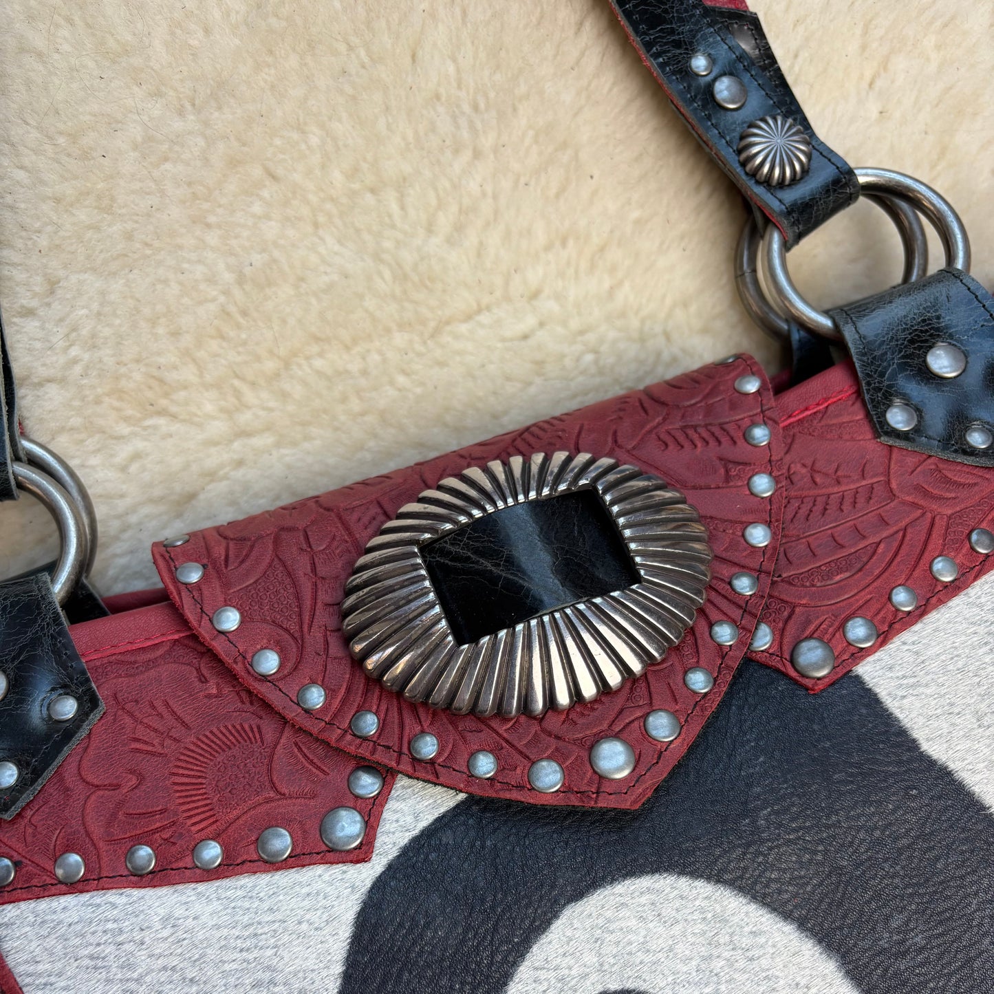 Red Embossed Squared Tote