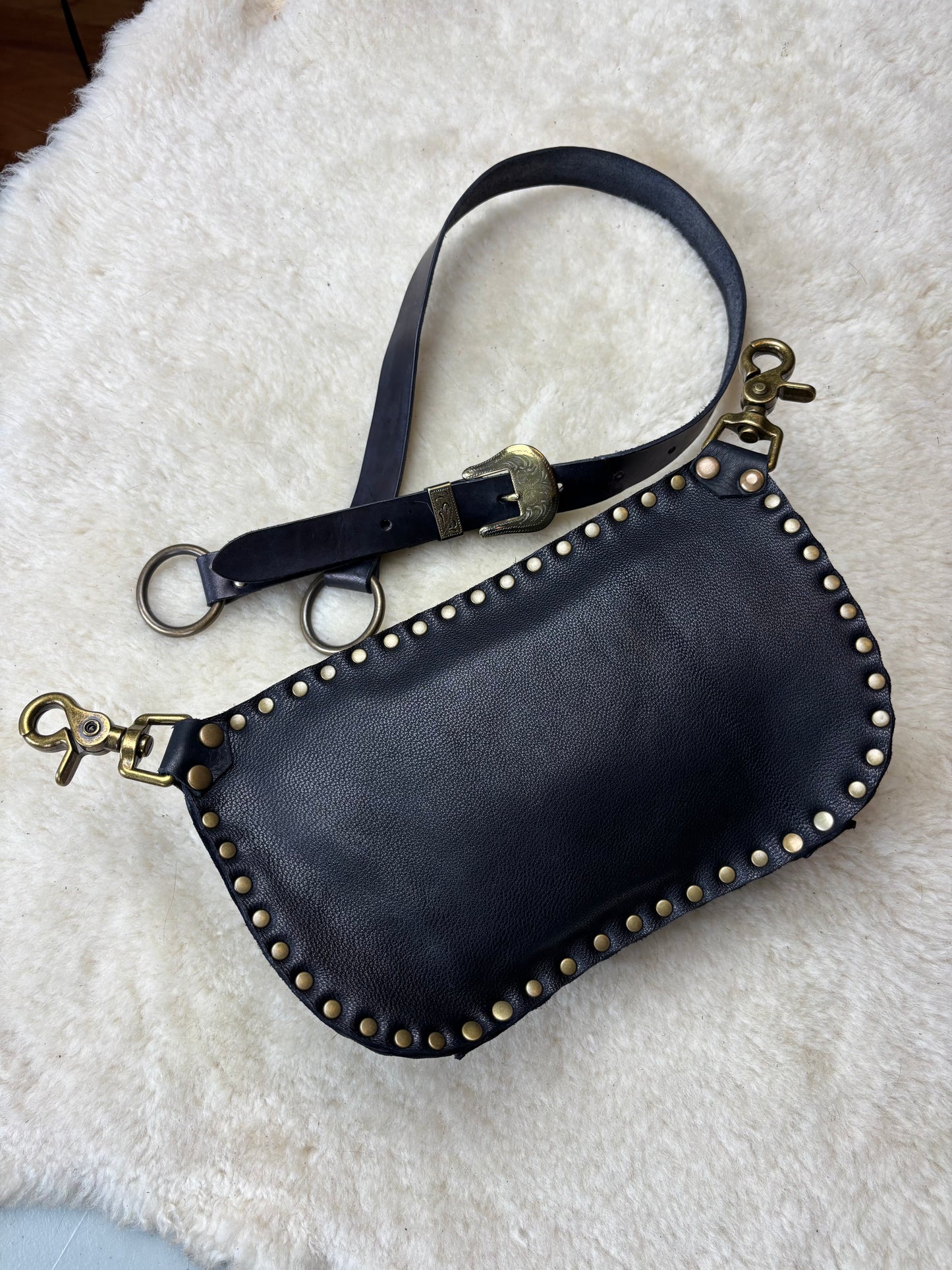 Black and Bronze Concho Fanny Pack