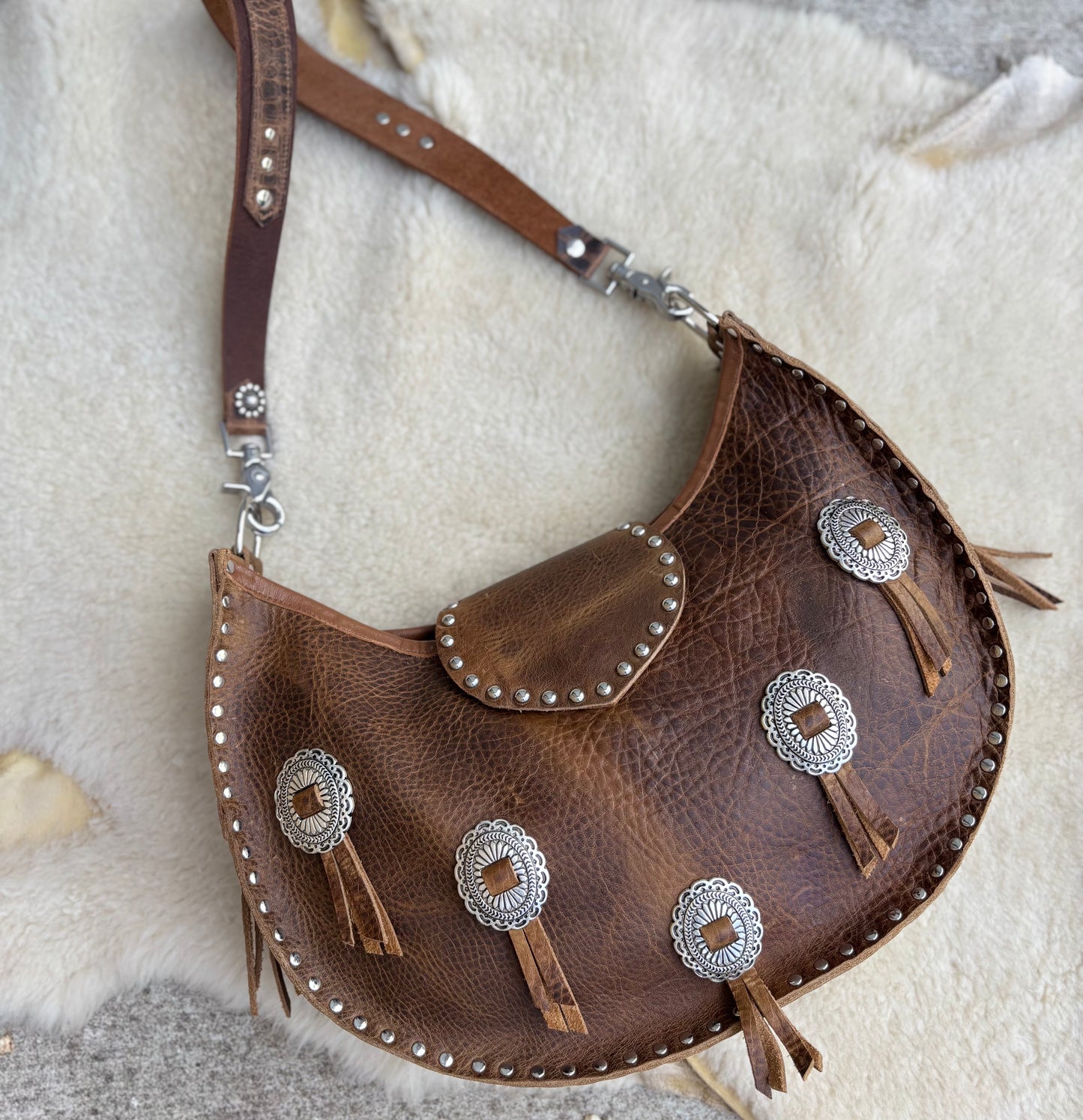 Rustic Brown Crescent with Conchos
