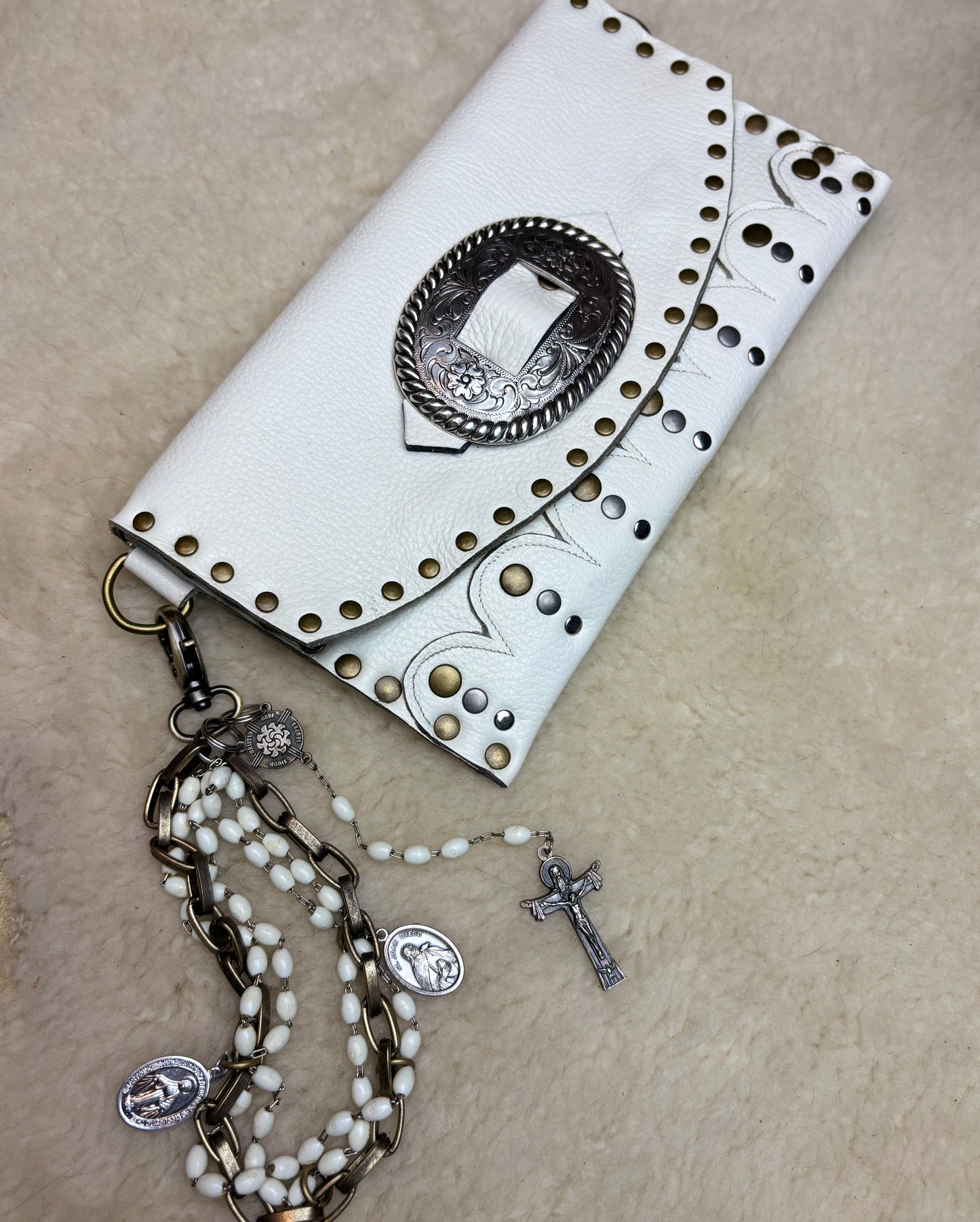 Winter White Rosary Clutch