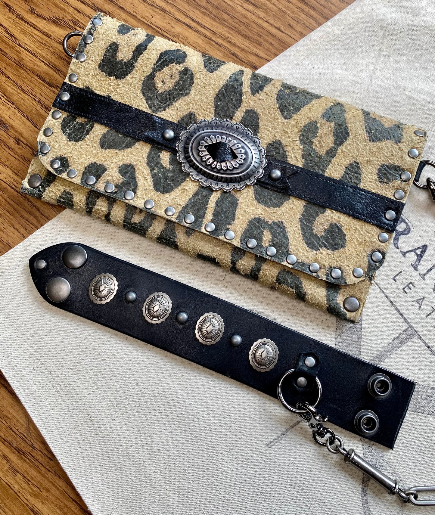 Leopard Concho Clutch and Cuff