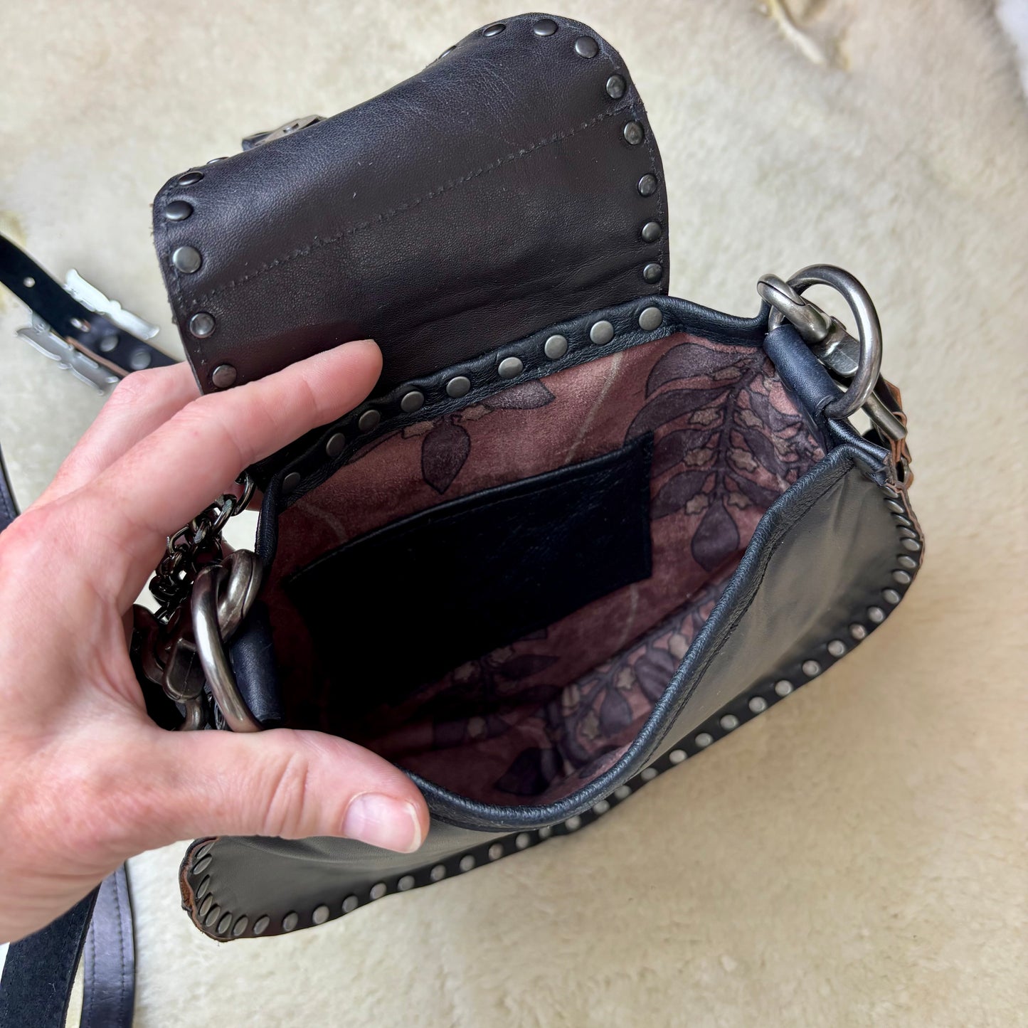 Black Gothic Chain Crossbody