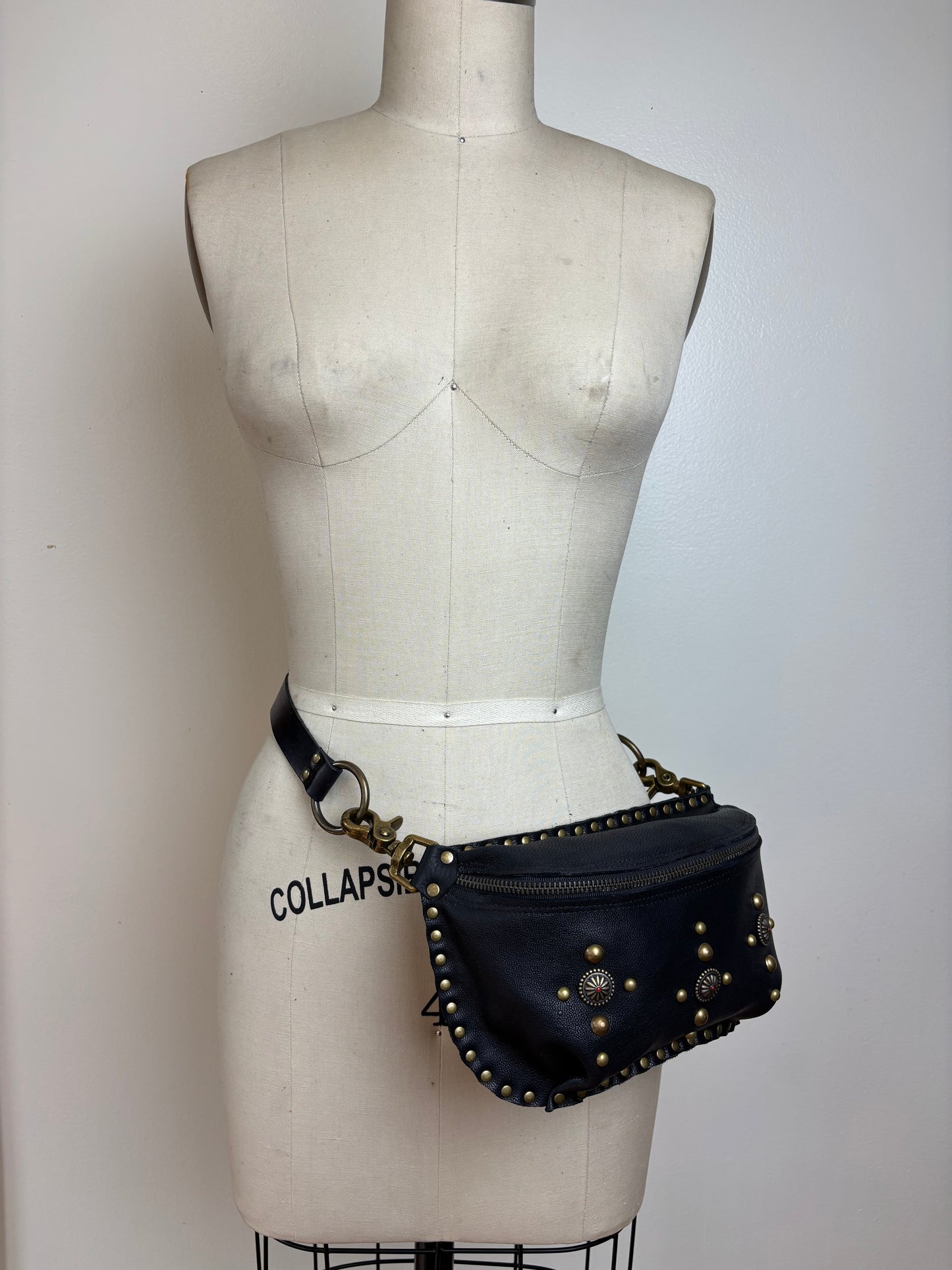 Black and Bronze Concho Fanny Pack