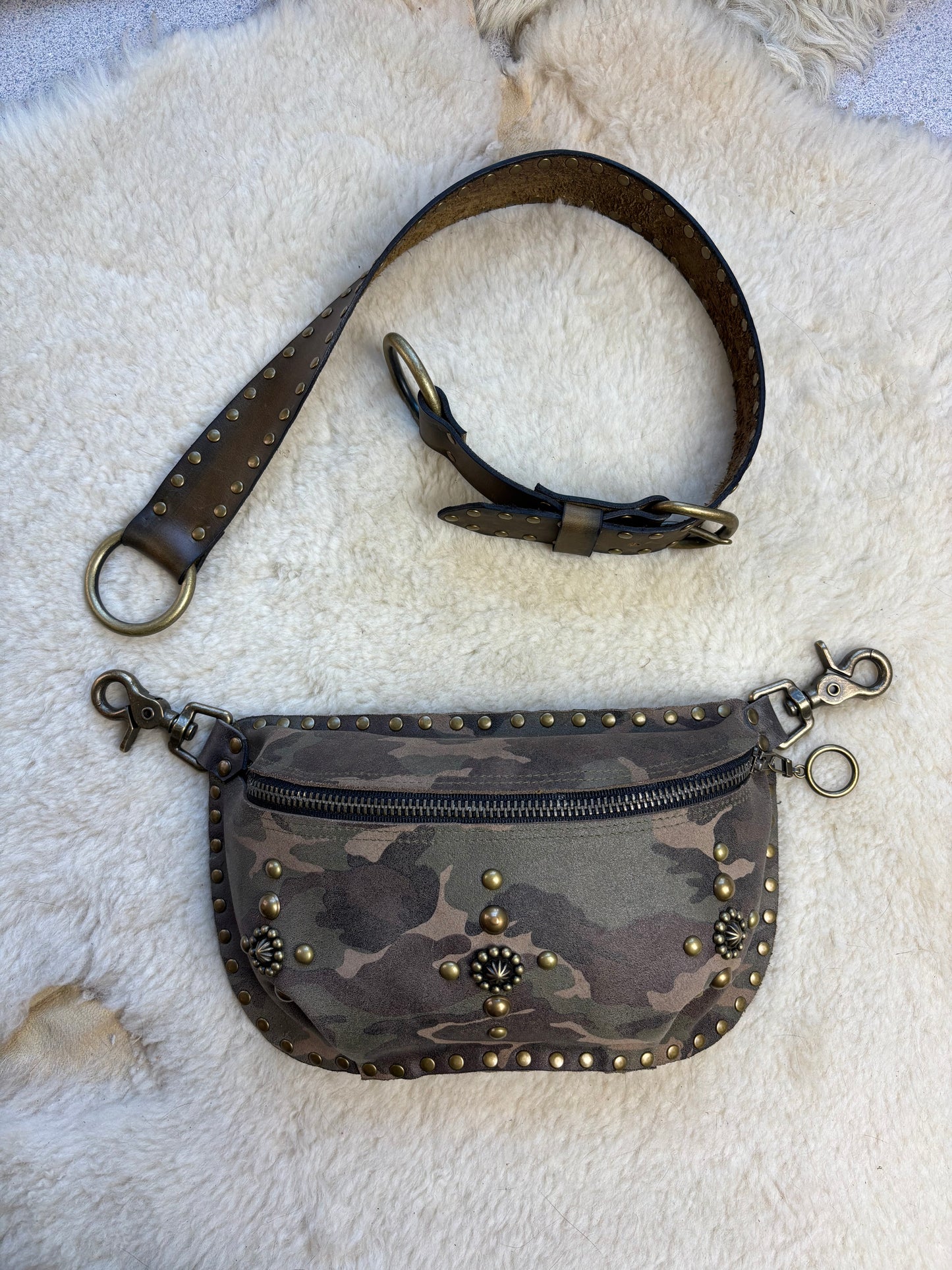 Camo Studded Fanny Pack
