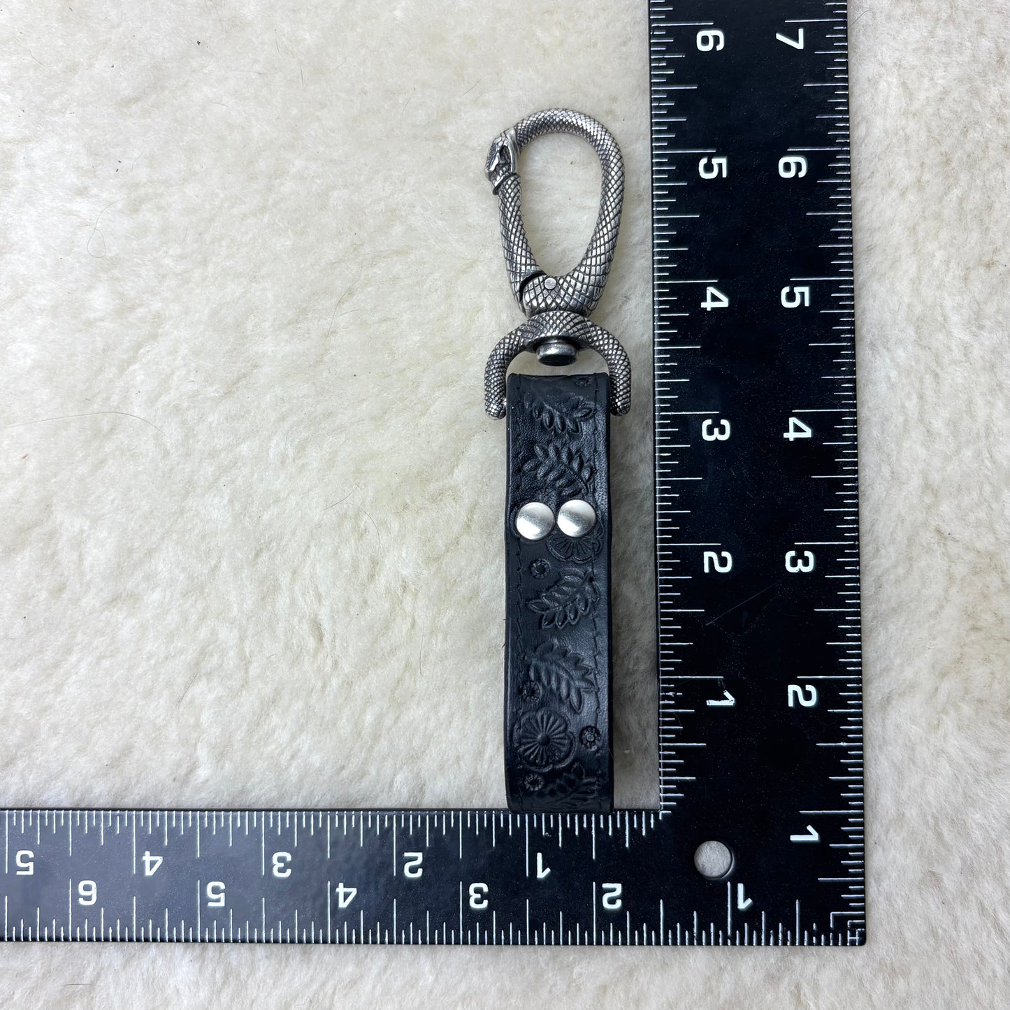 Black Leather Belt Python Key Hook