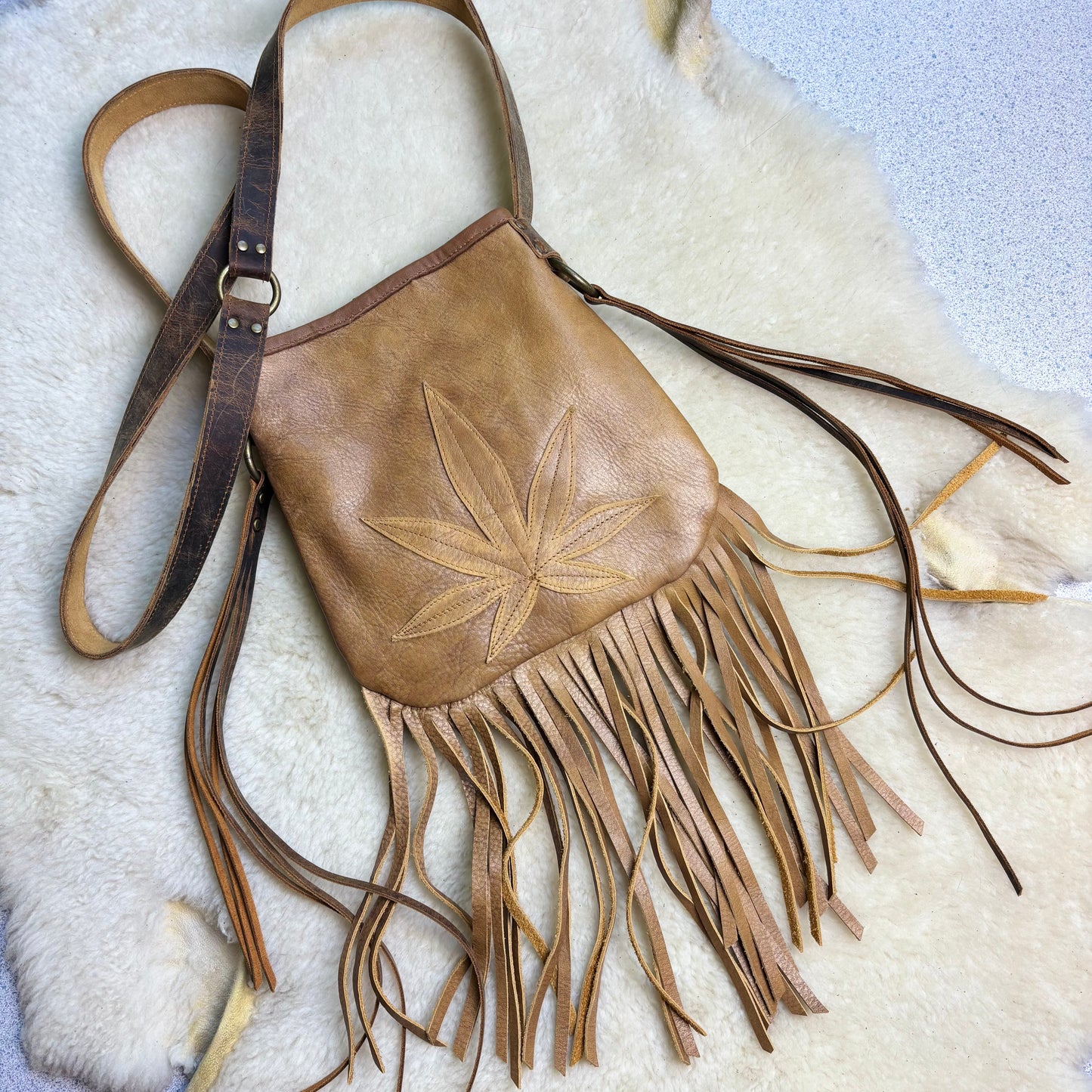 Reclaimed Leather Pot Leaf Bag