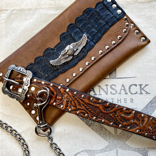 Brown and Black Eagle Clutch and Cuff