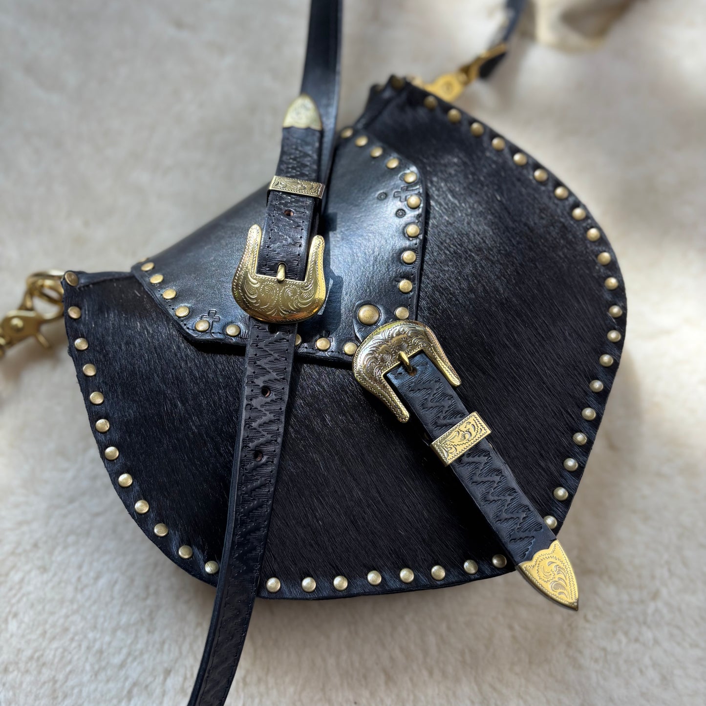 Black and Gold Crossbody with Chain