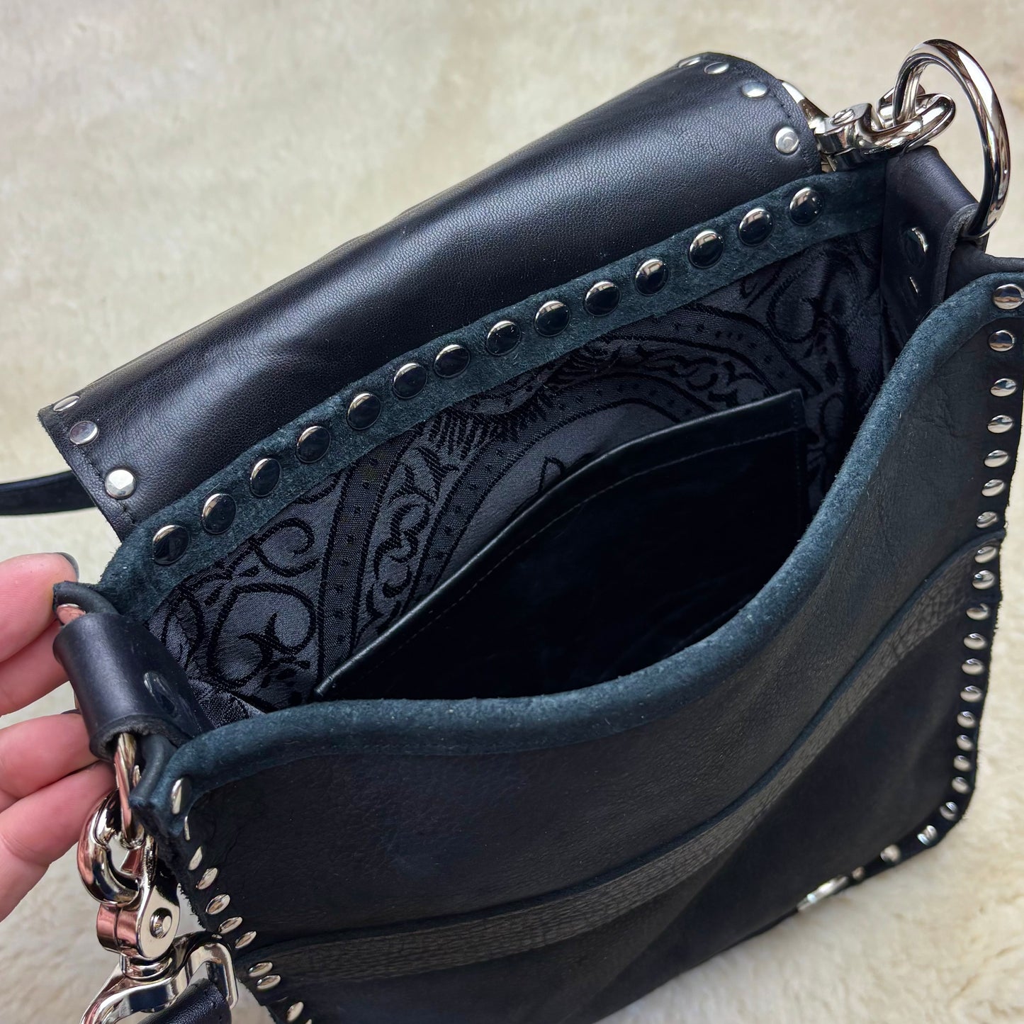 Black Mixed Hide Buckle Bag
