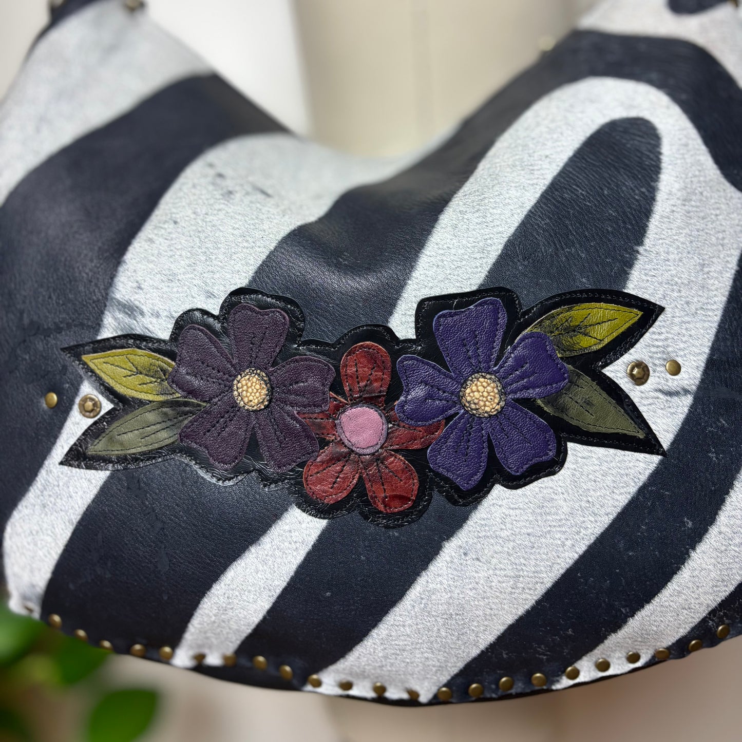 Zebra Bloom Ziptop Hobo