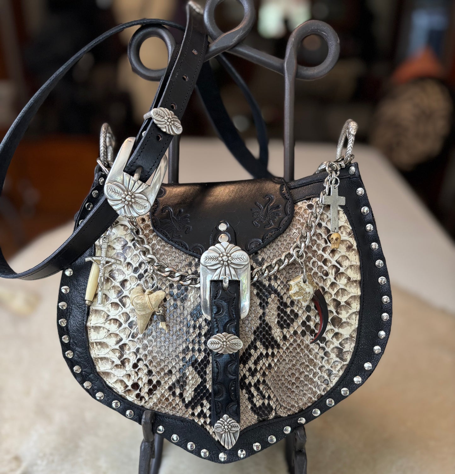 Snakeskin Scorpion Chain Bag