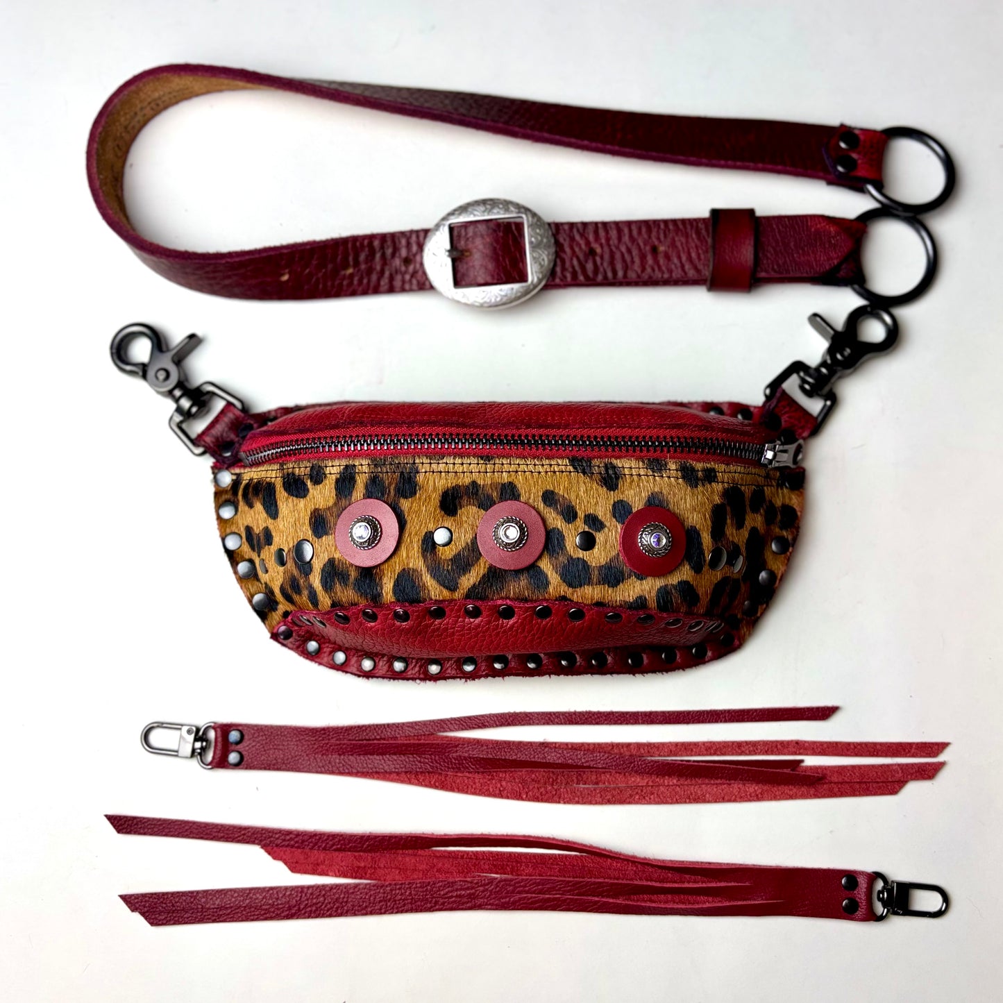 Red Leopard Convertible Waist Bag