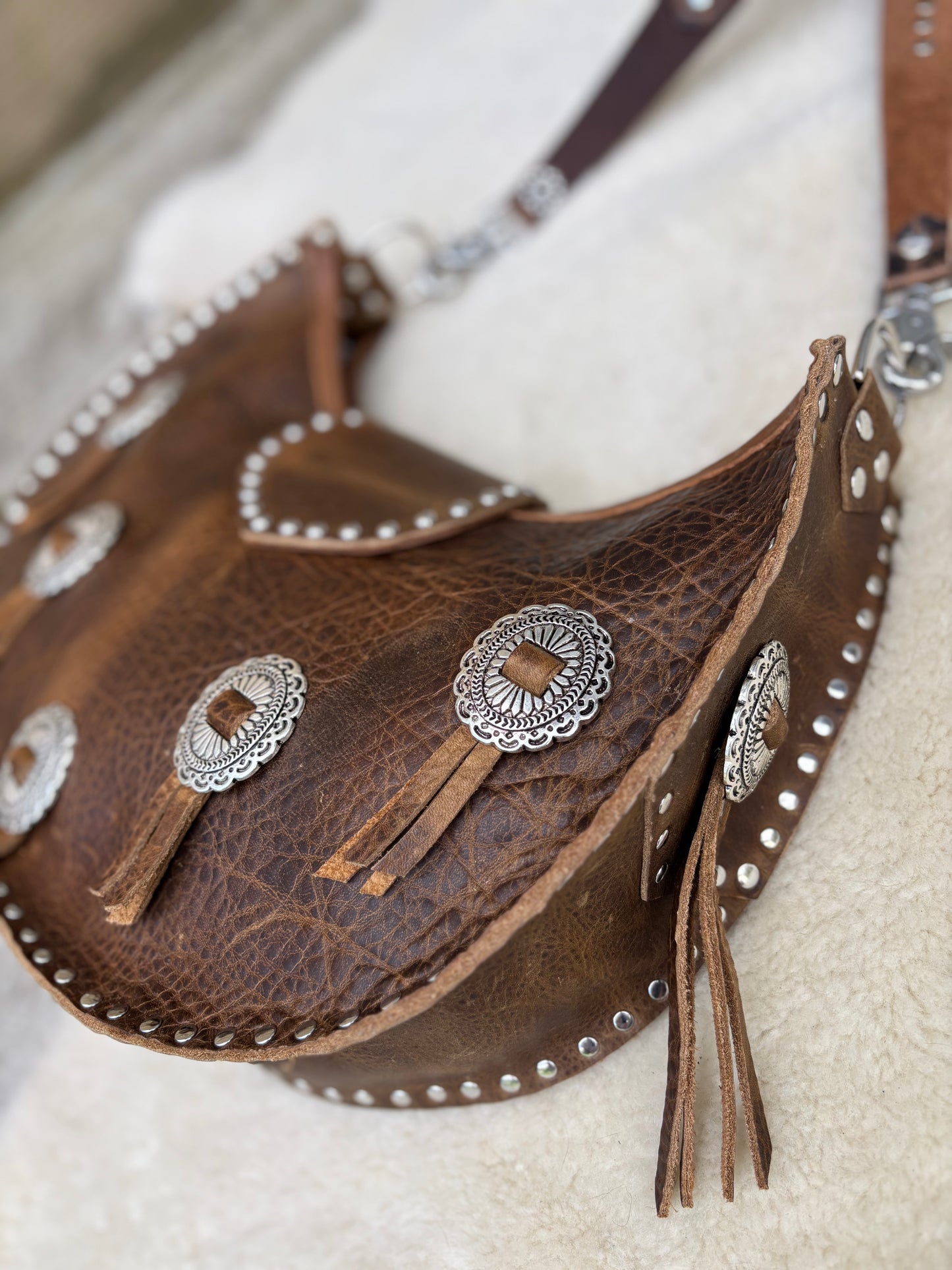 Rustic Brown Crescent with Conchos
