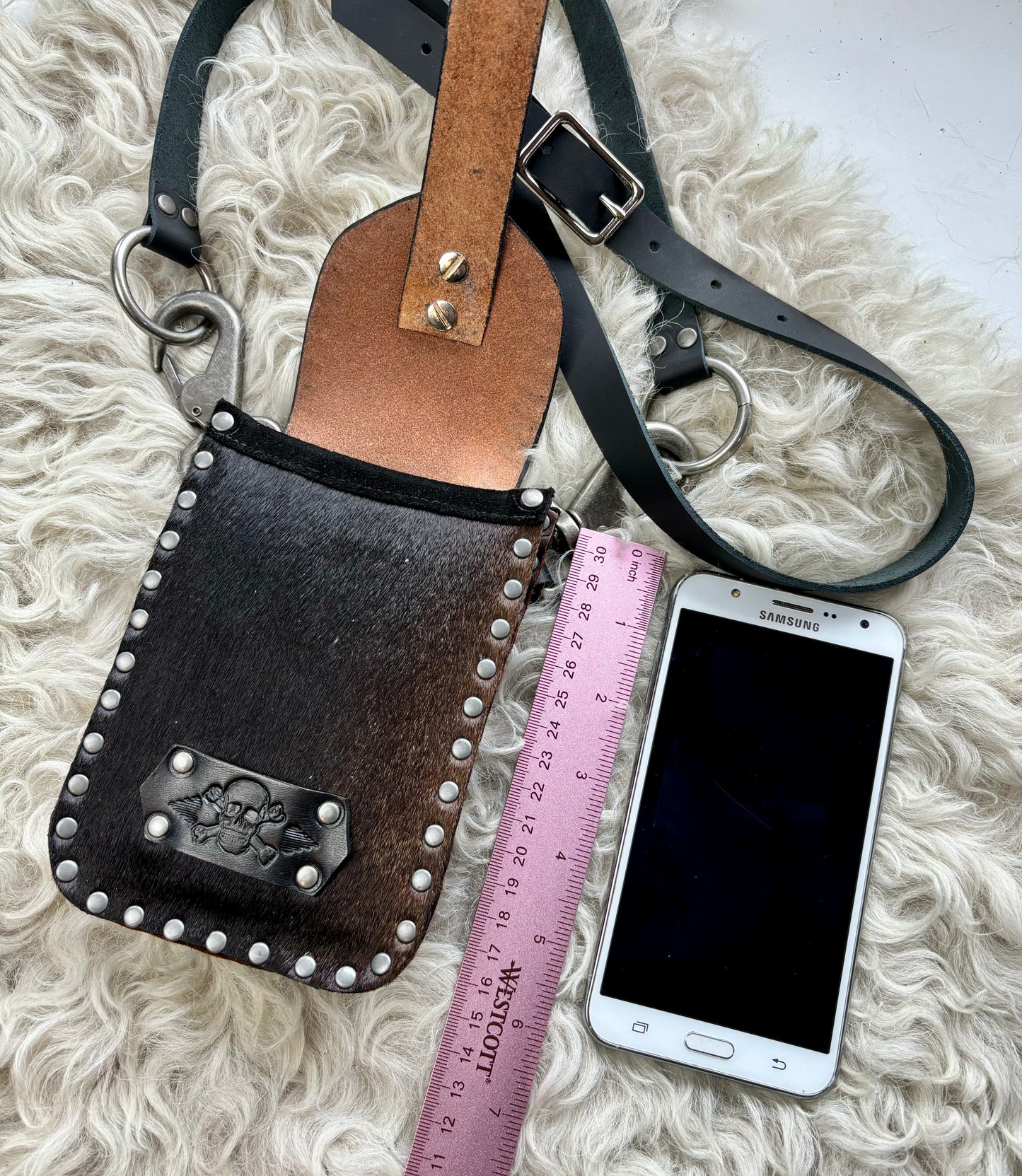 Black & Brown Biker Crossbody/Waist Bag