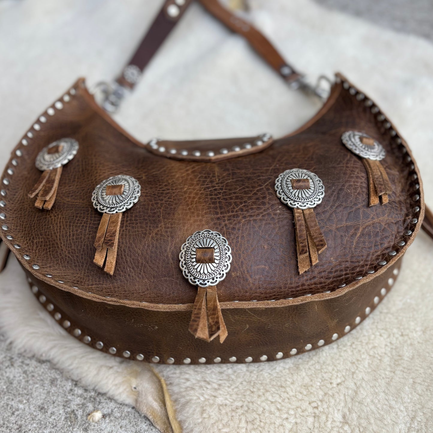 Rustic Brown Crescent with Conchos