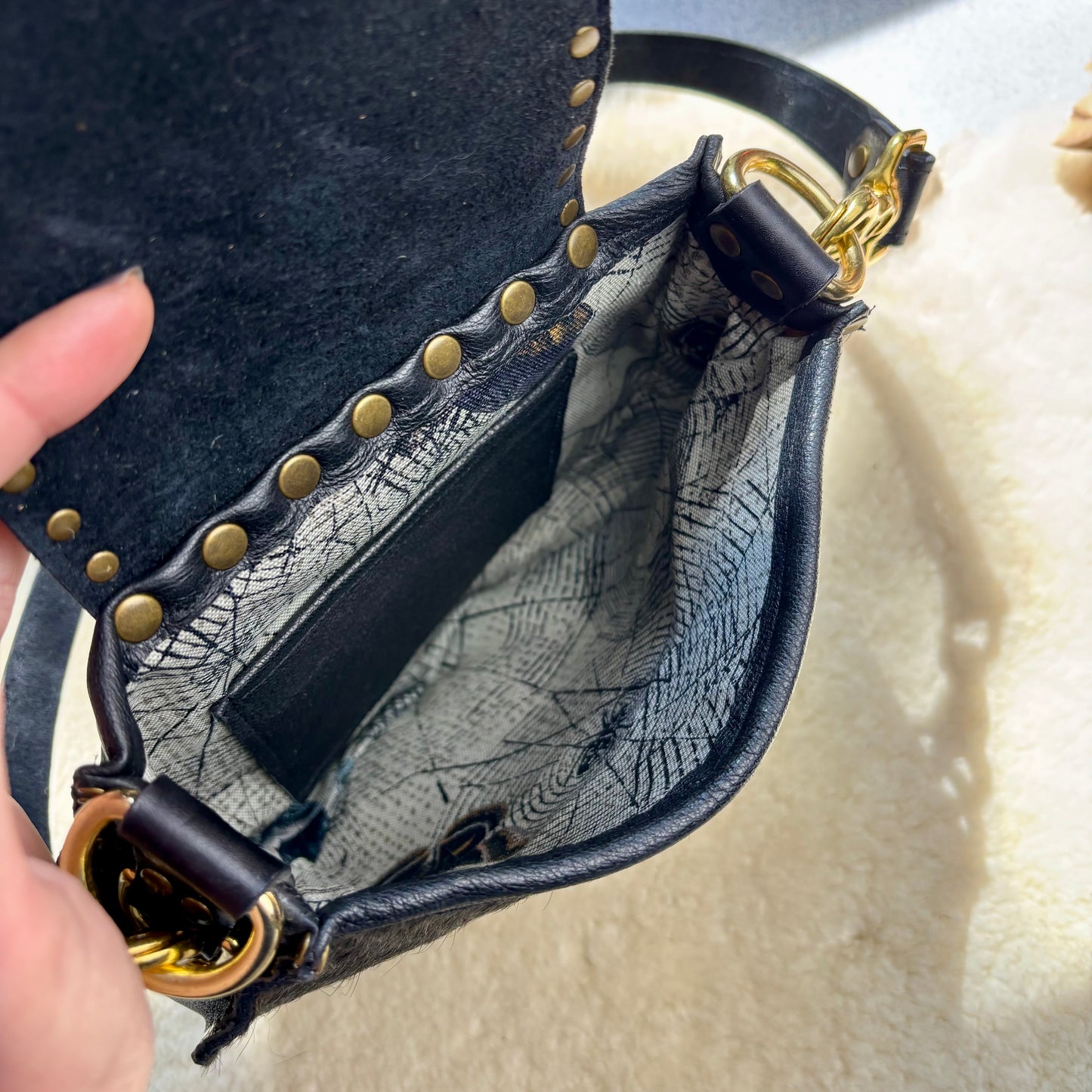 Black and Gold Crossbody with Chain