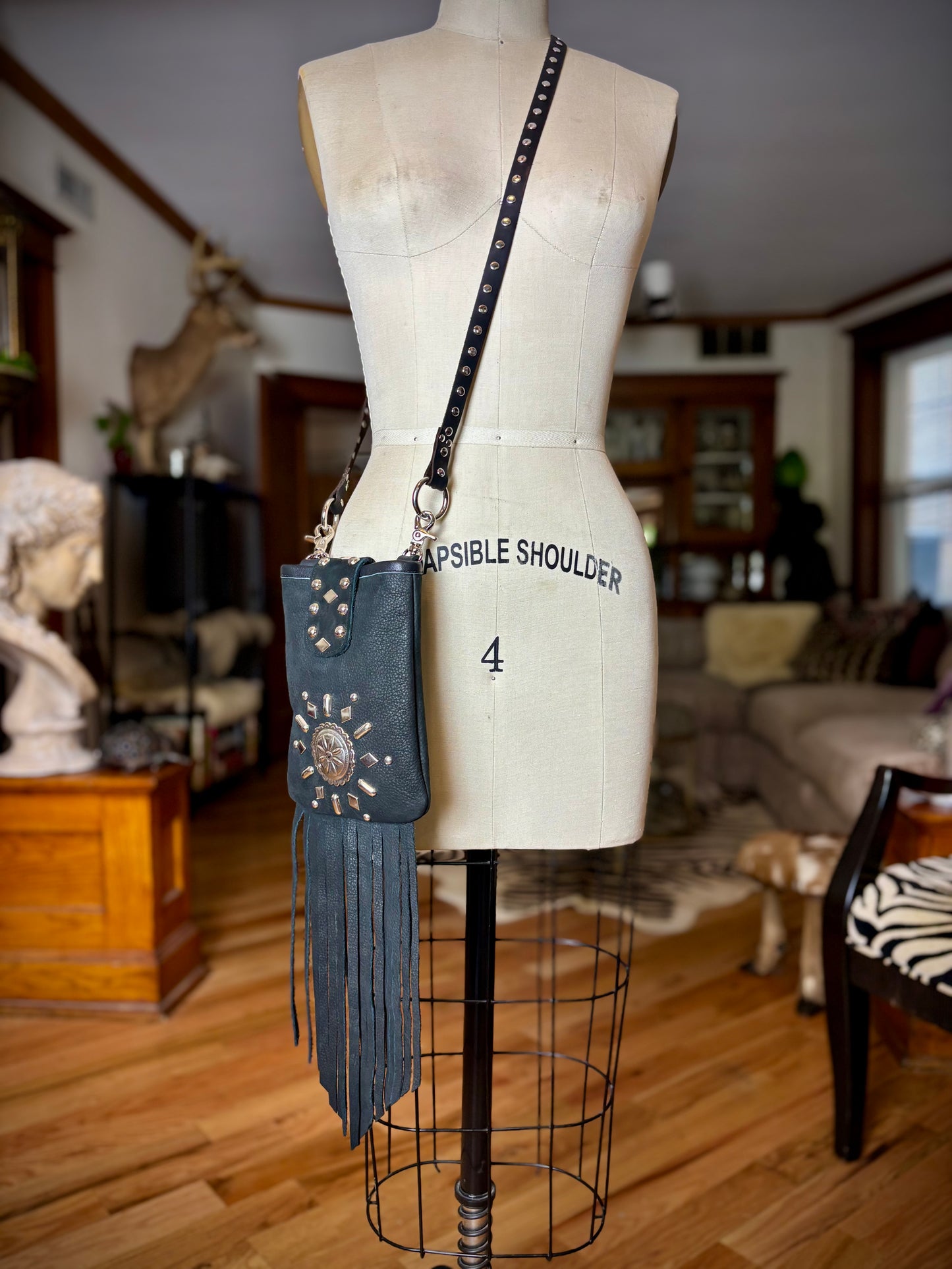 Black and Silver Crossbody Waist Bag
