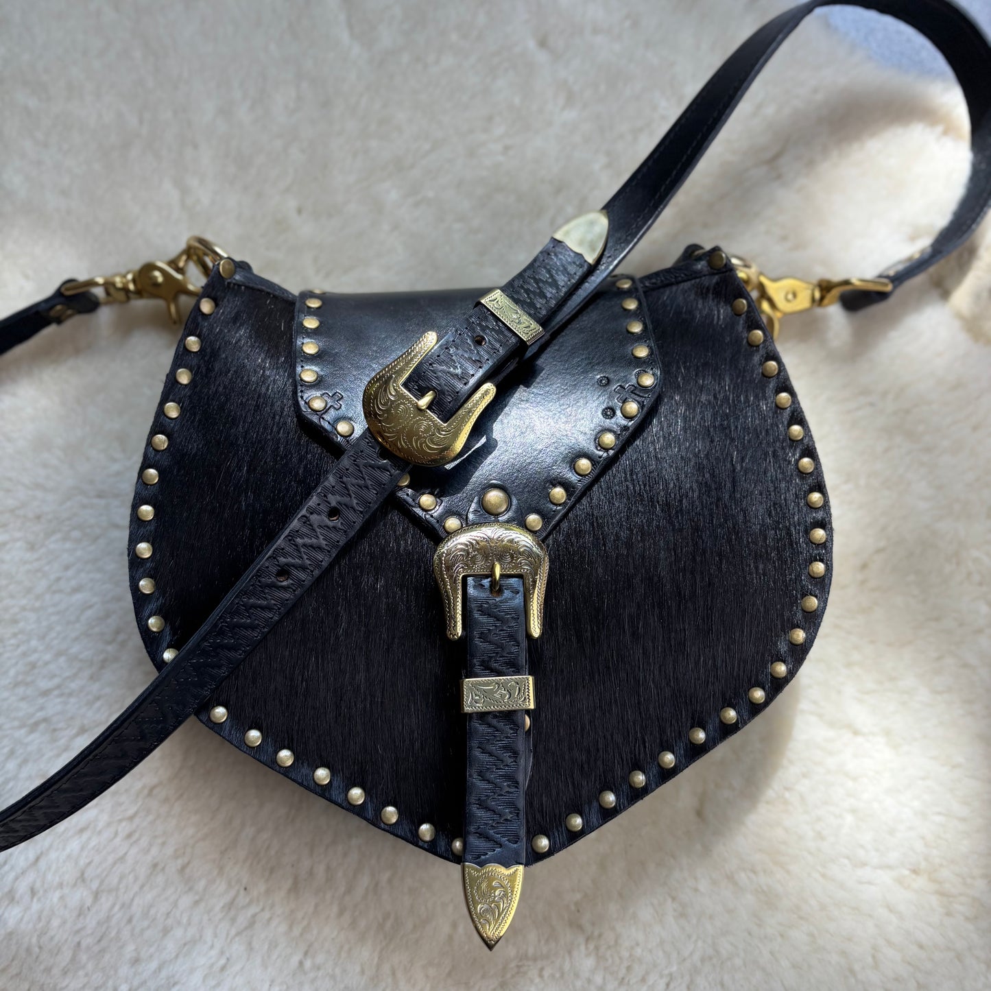Black and Gold Crossbody with Chain