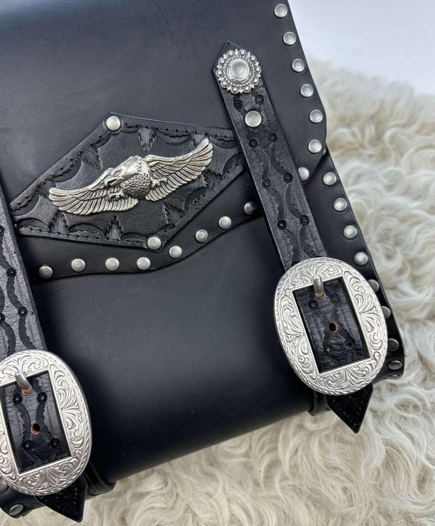Black Leather Sissy Bar Bag