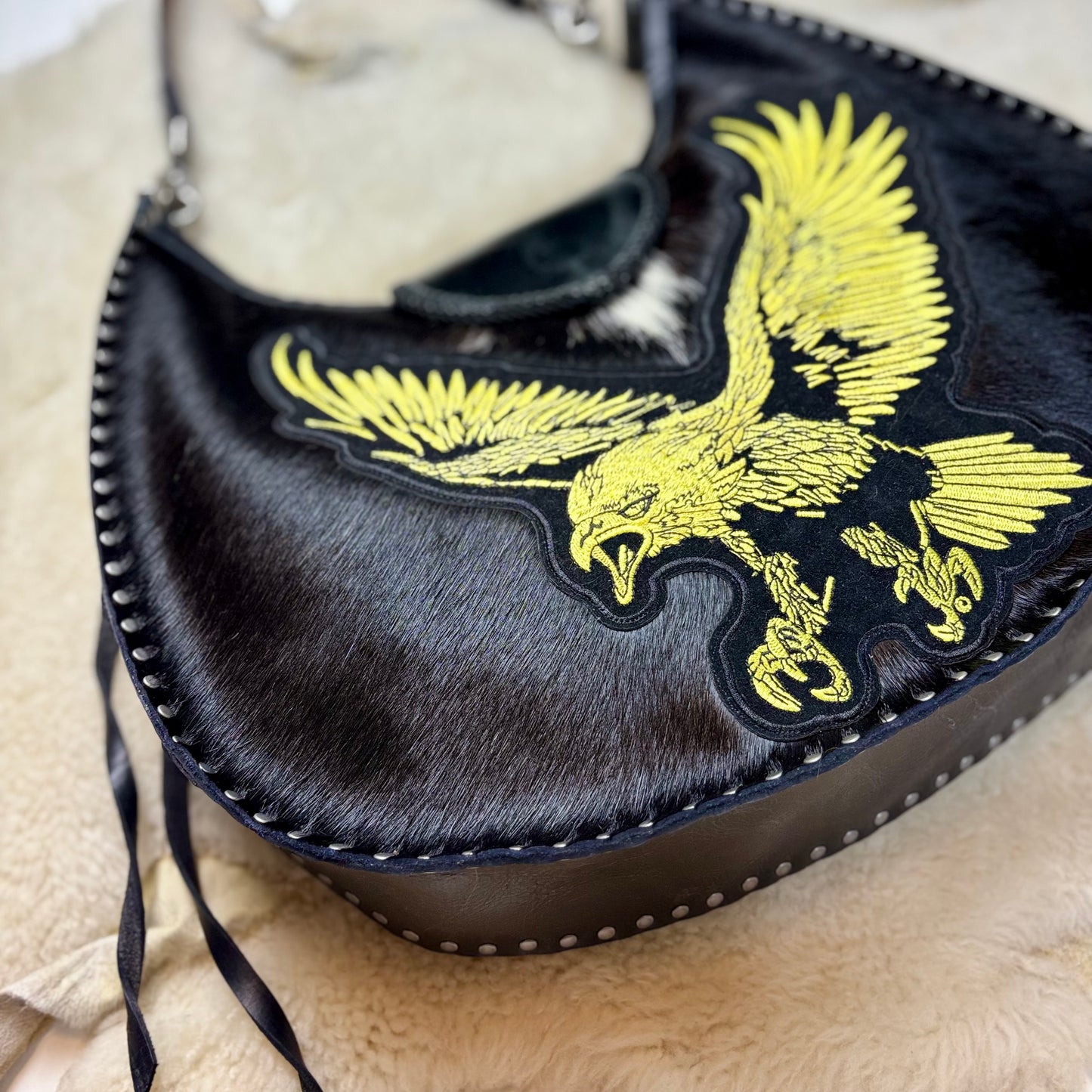 Large Black Hair-on Eagle Bag