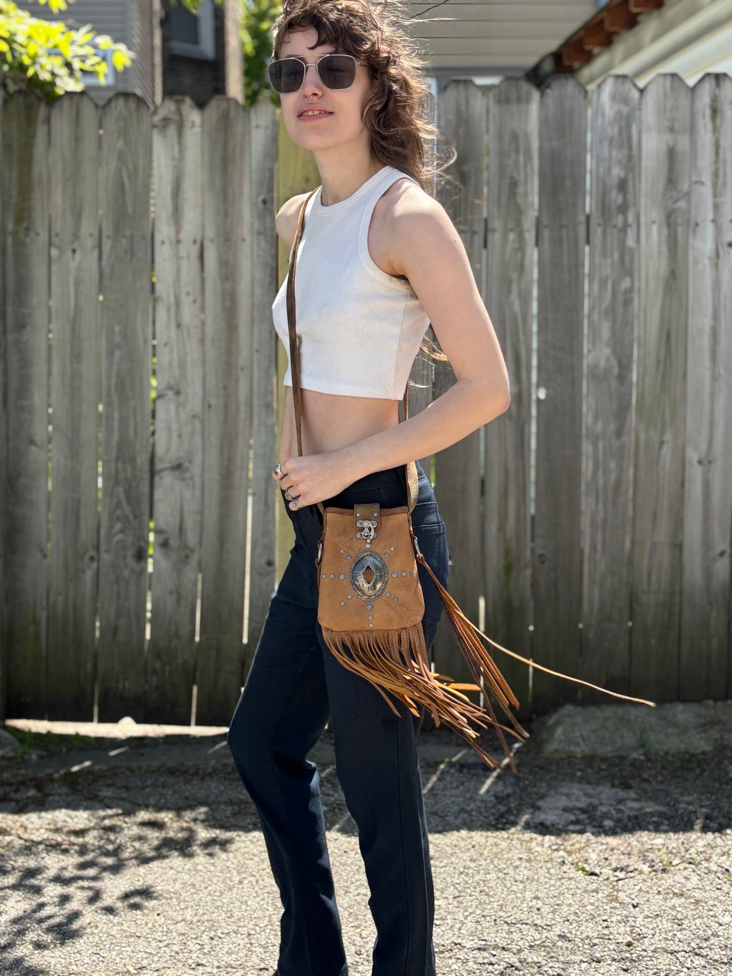 Reclaimed Leather Concho Bag