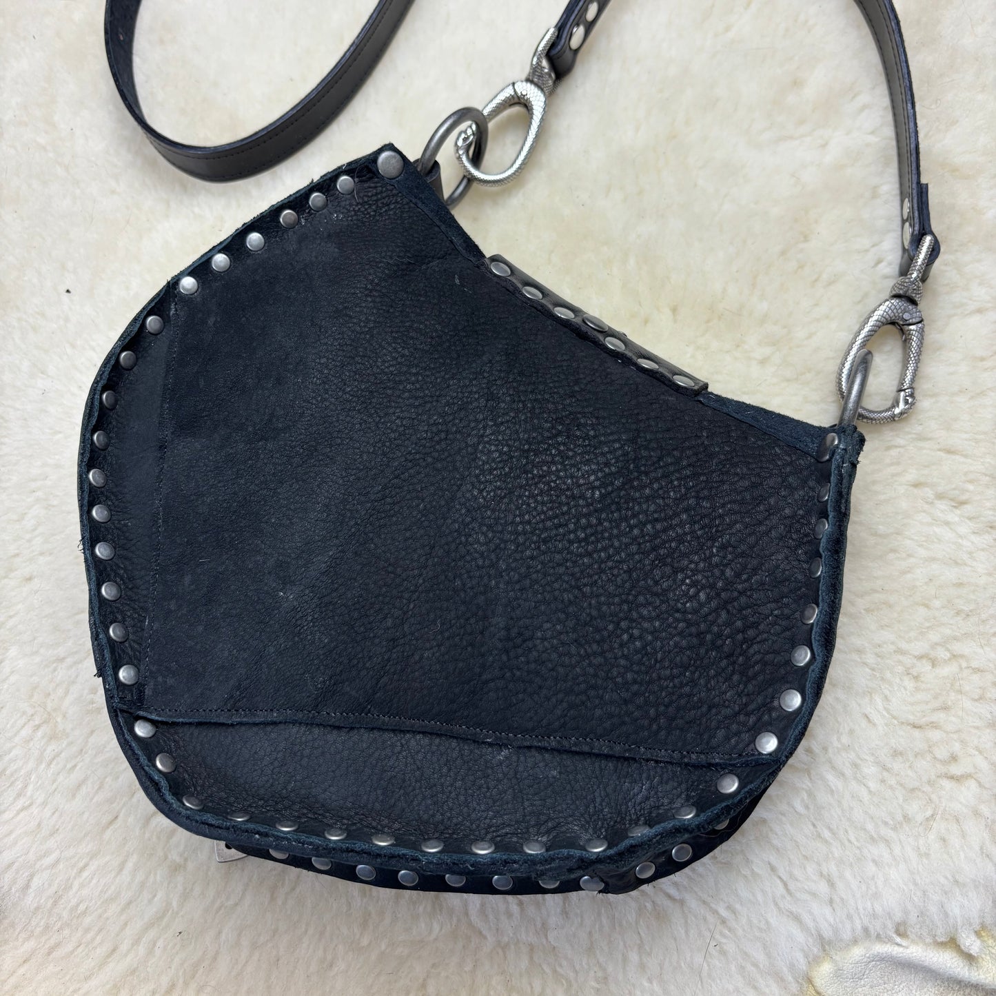 Black and White Cowhide Buckle Bag