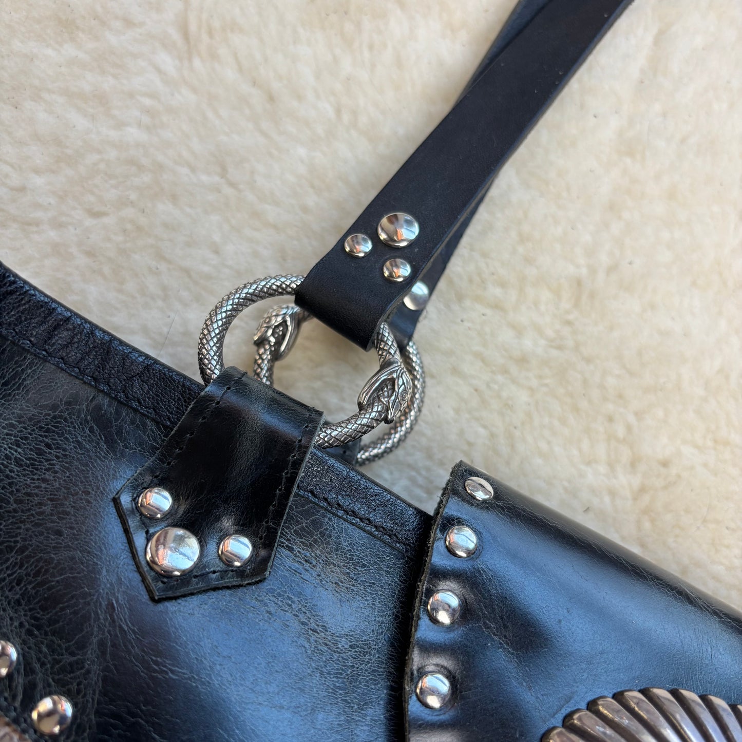 Black and Snake Squared Tote