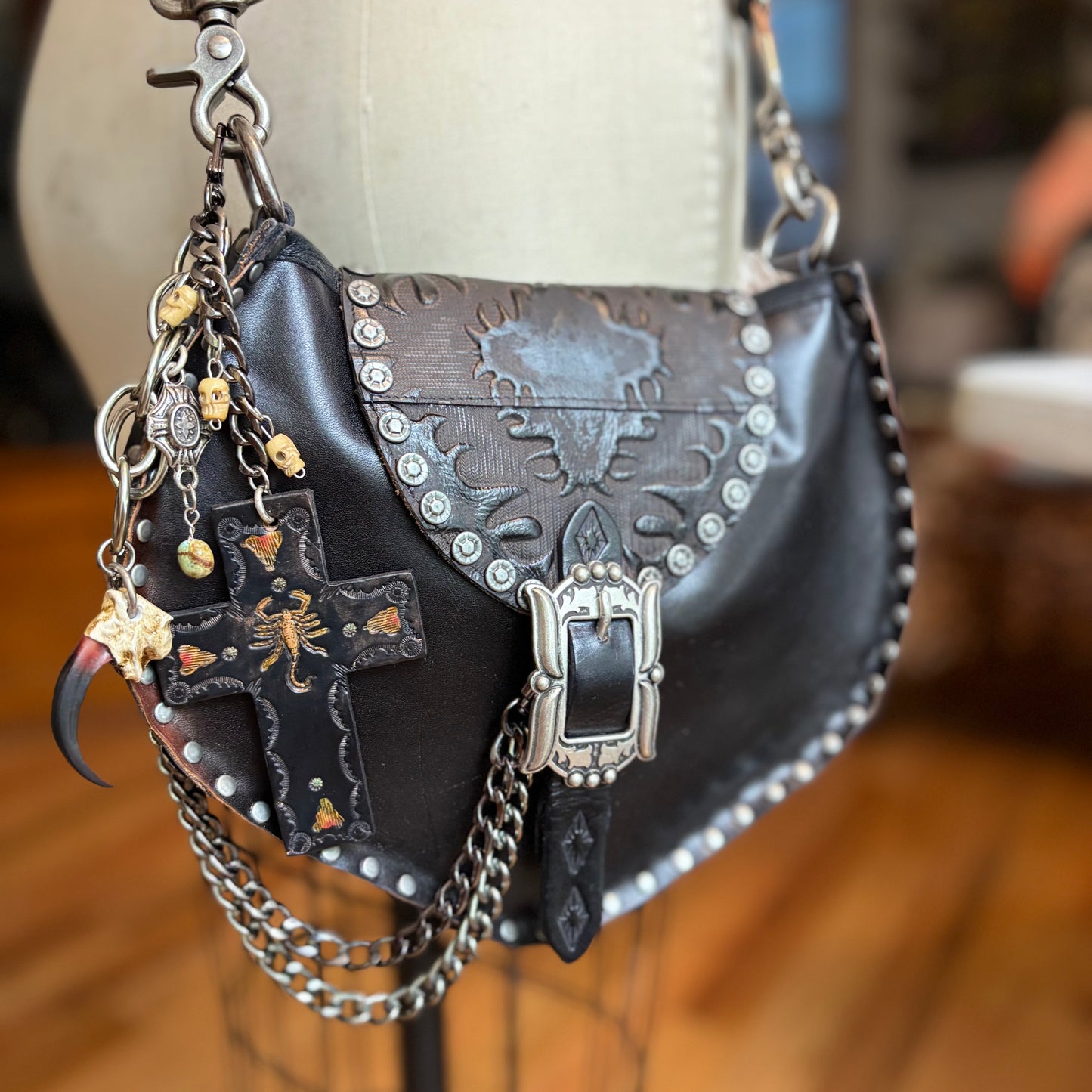 Scorpion Leather Cross Bag Charm