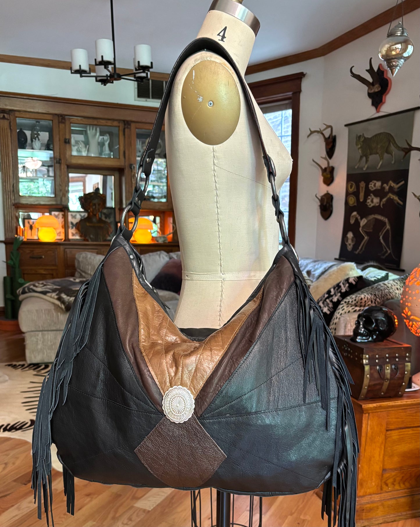 Black and Brown Reclaimed Leather Bag