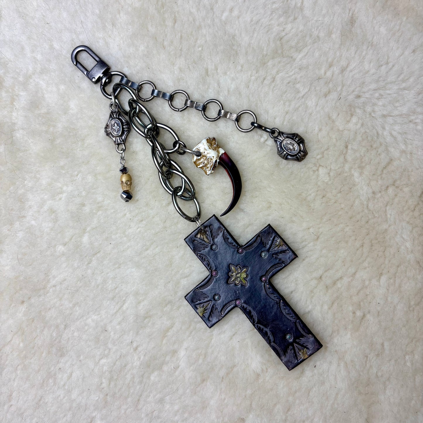 Stamped Leather Bag Charm