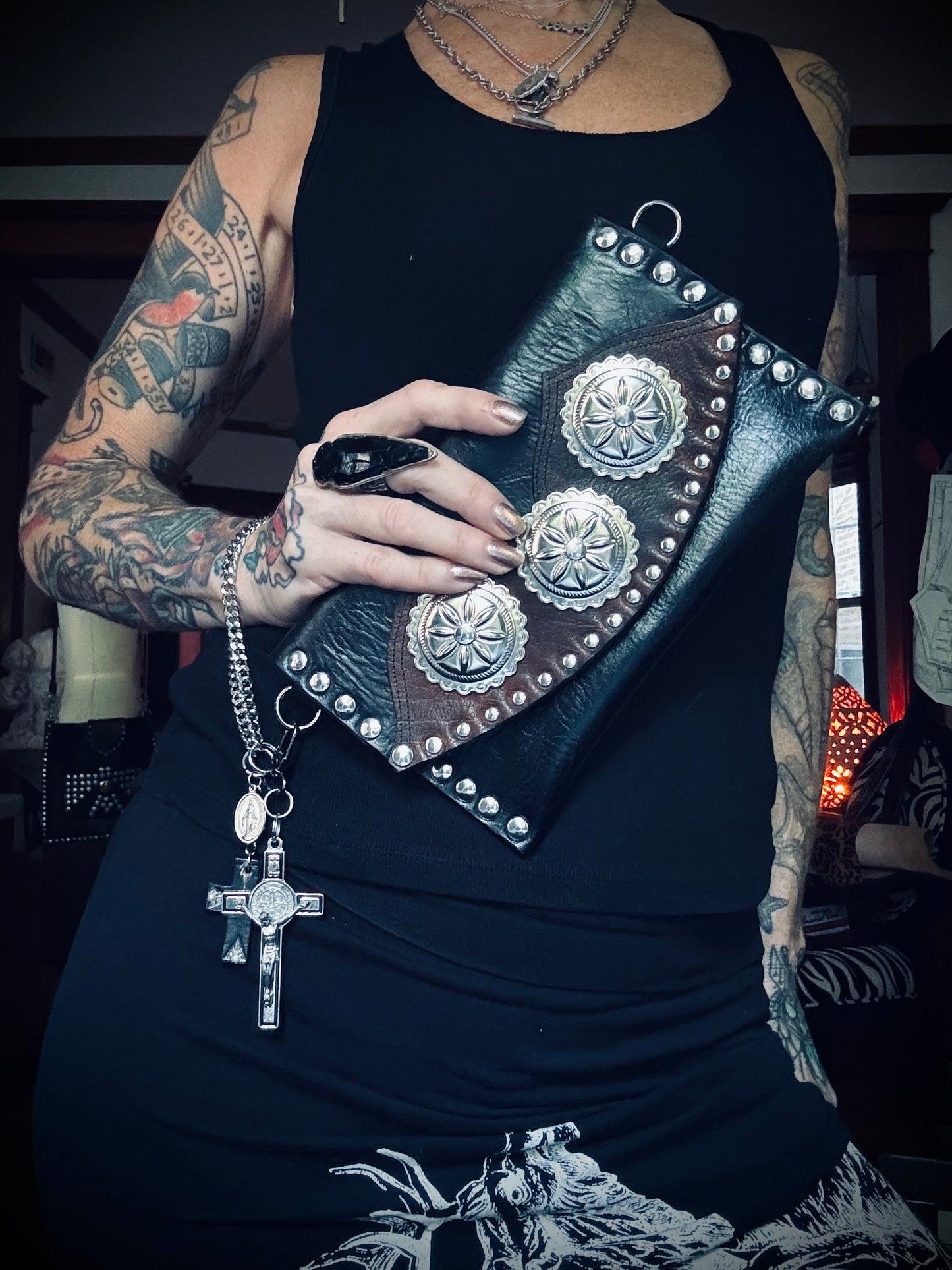 Black Heavy Leather Sabbath Clutch