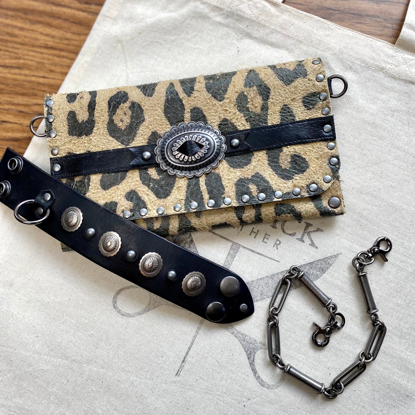 Leopard Concho Clutch and Cuff