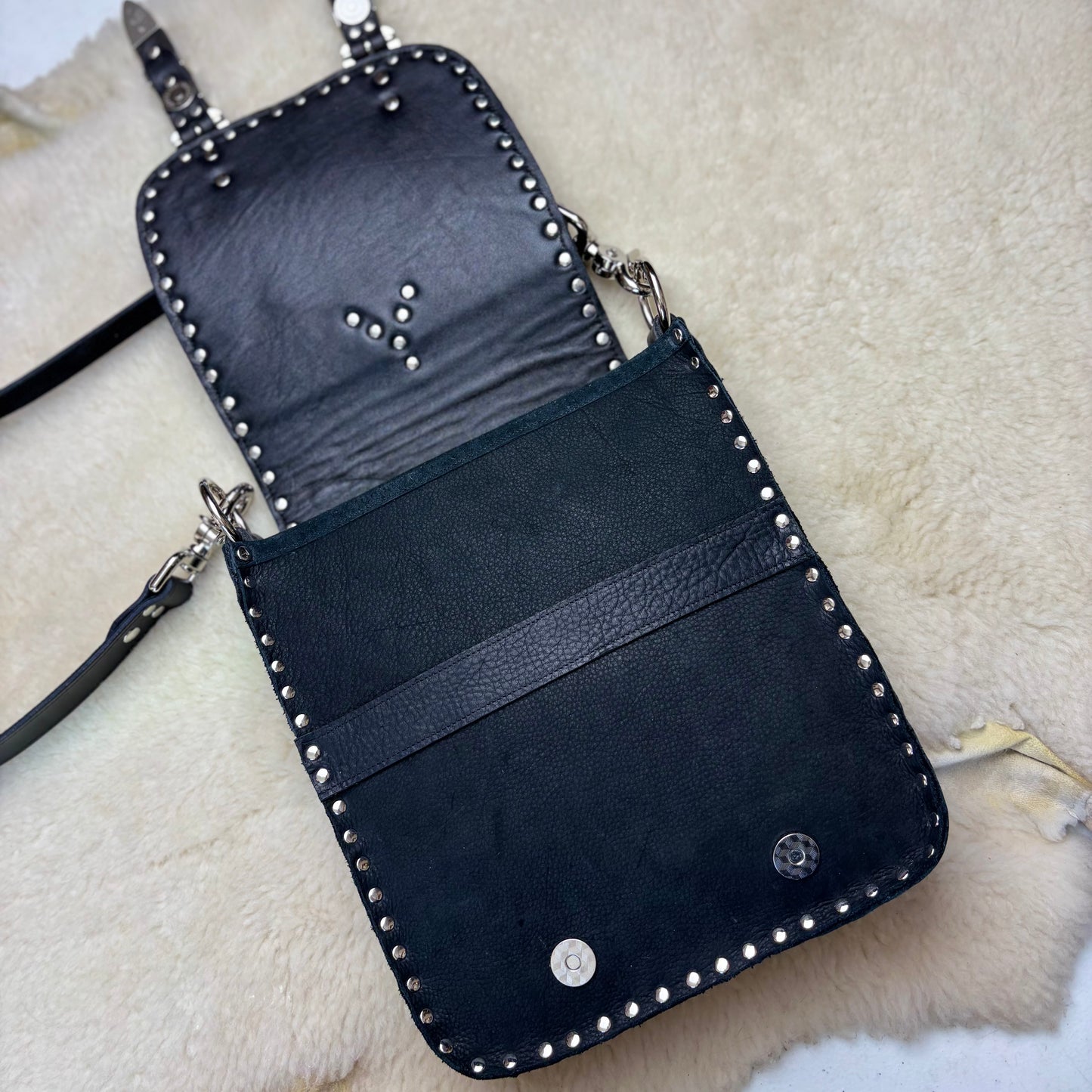 Black Mixed Hide Buckle Bag