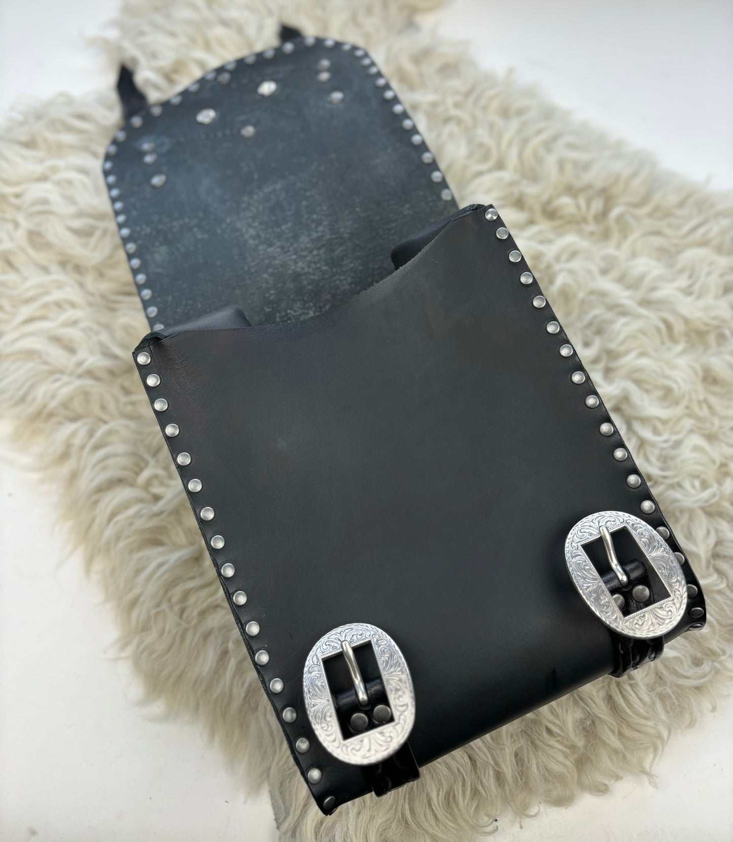 Black Leather Sissy Bar Bag
