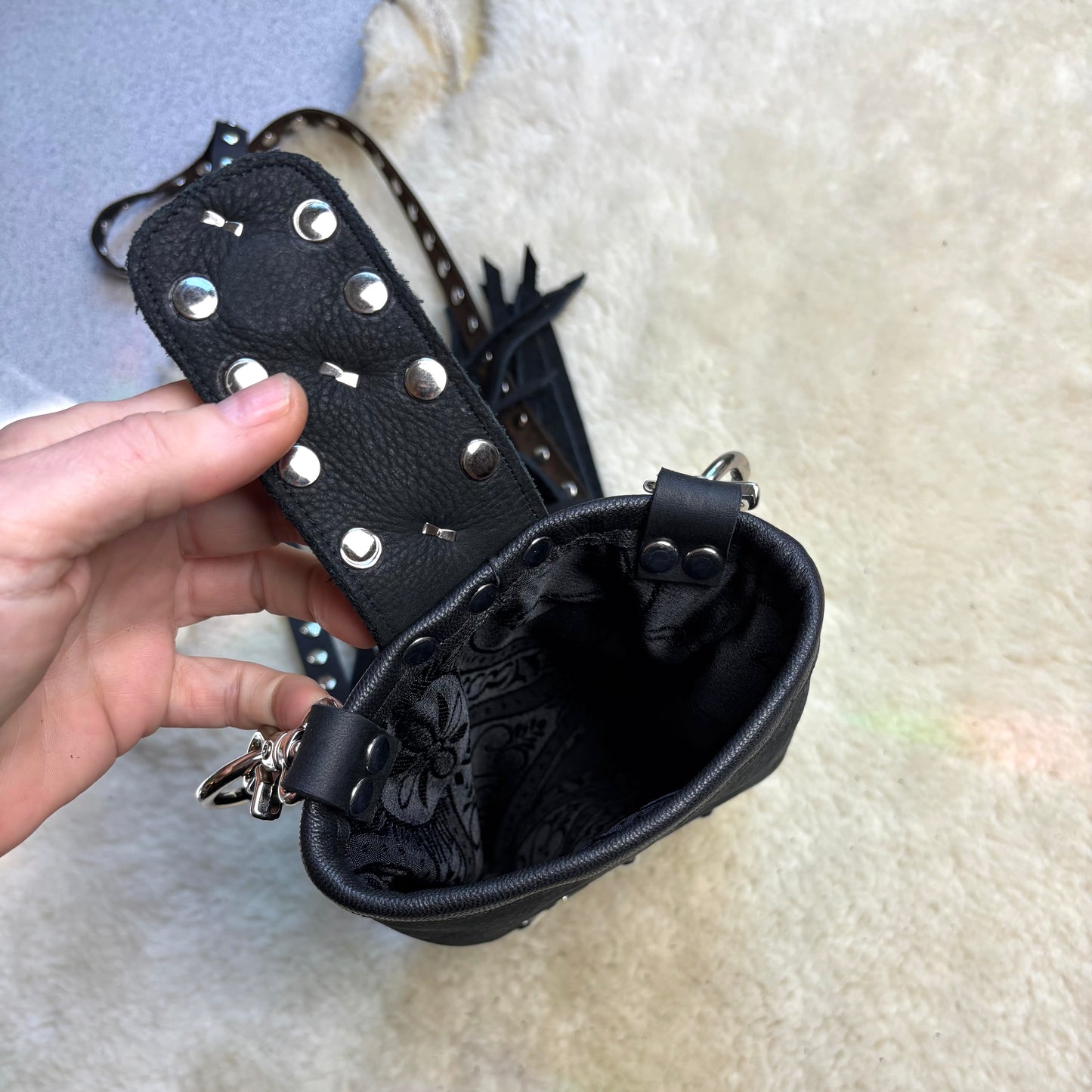 Black and Silver Crossbody Waist Bag