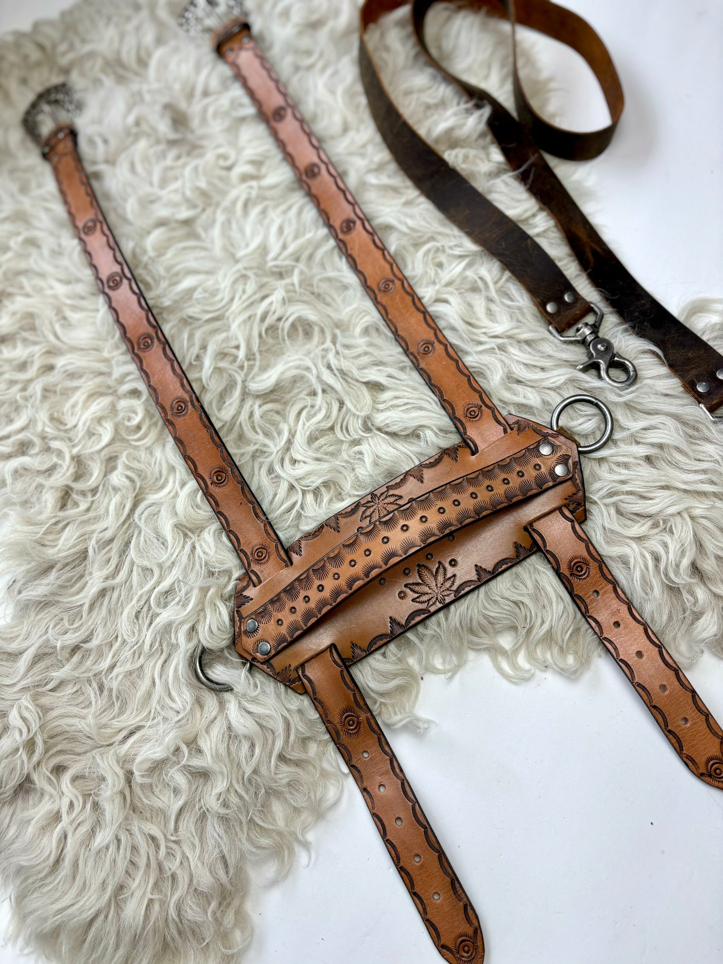 Tan Leather Blanket Straps