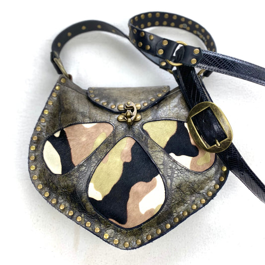 Vintage Olive Crossbody with Camouflage Windows