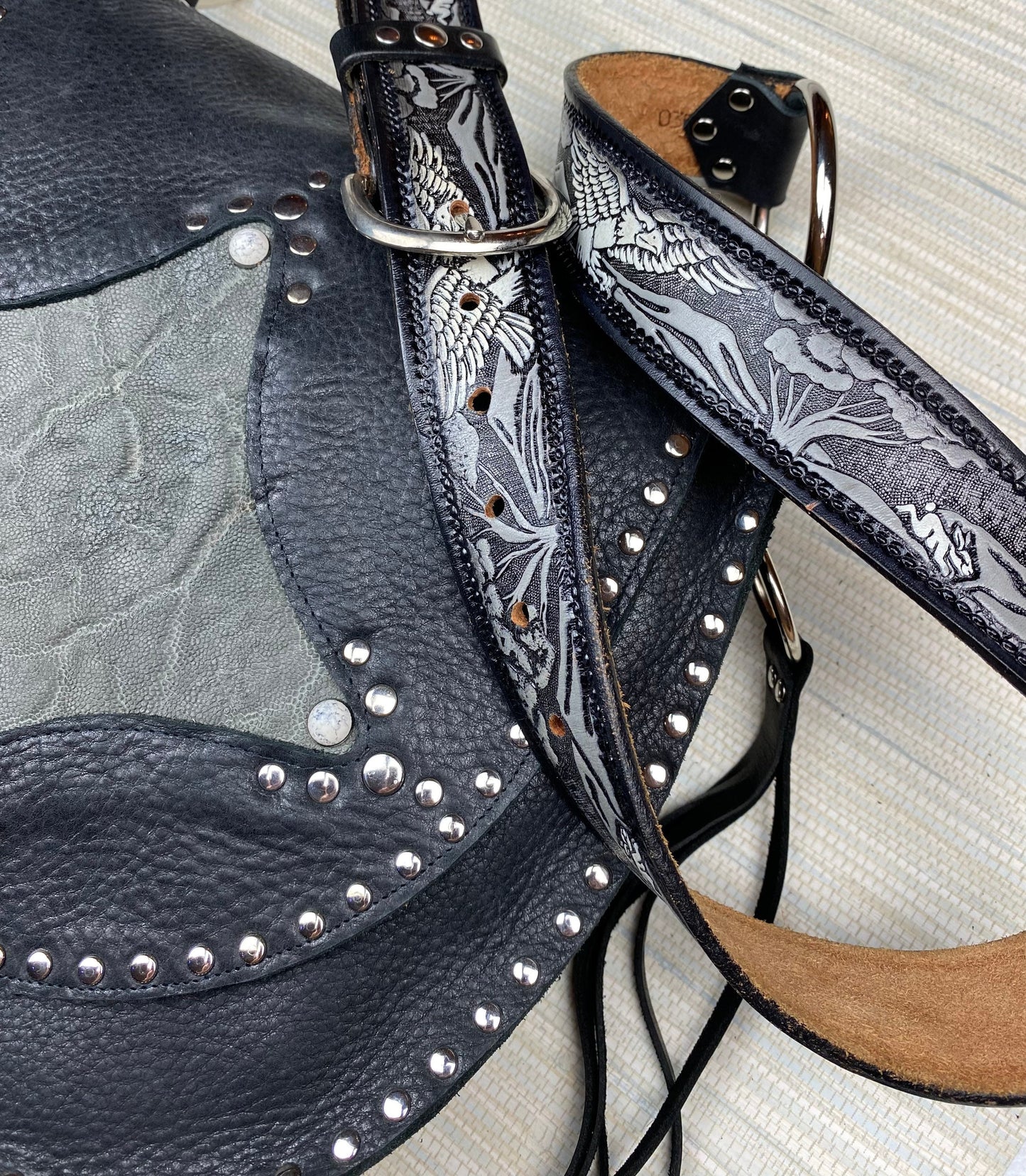 Black & Grey Exotic Flaptop Shoulder Bag