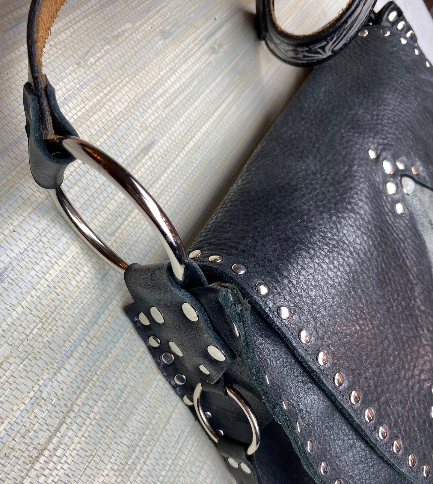 Black & Grey Exotic Flaptop Shoulder Bag