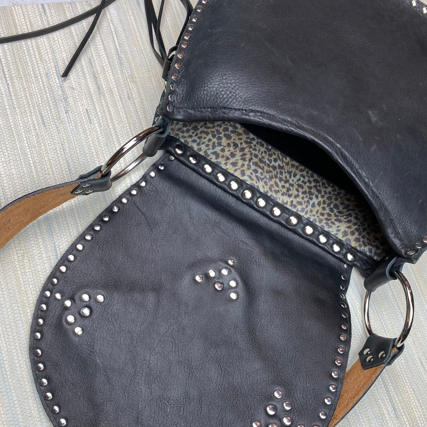 Black & Grey Exotic Flaptop Shoulder Bag