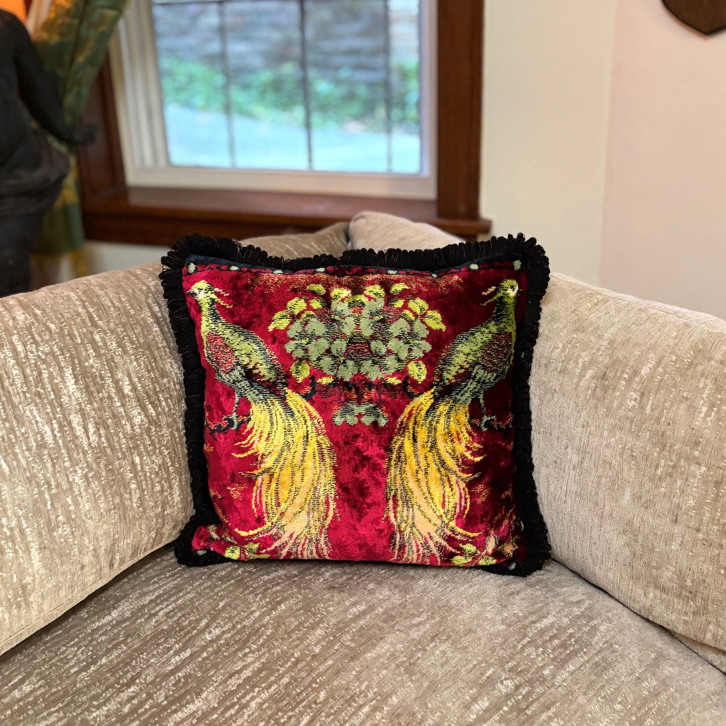 Tropical Birds Vintage Velvet Pillow