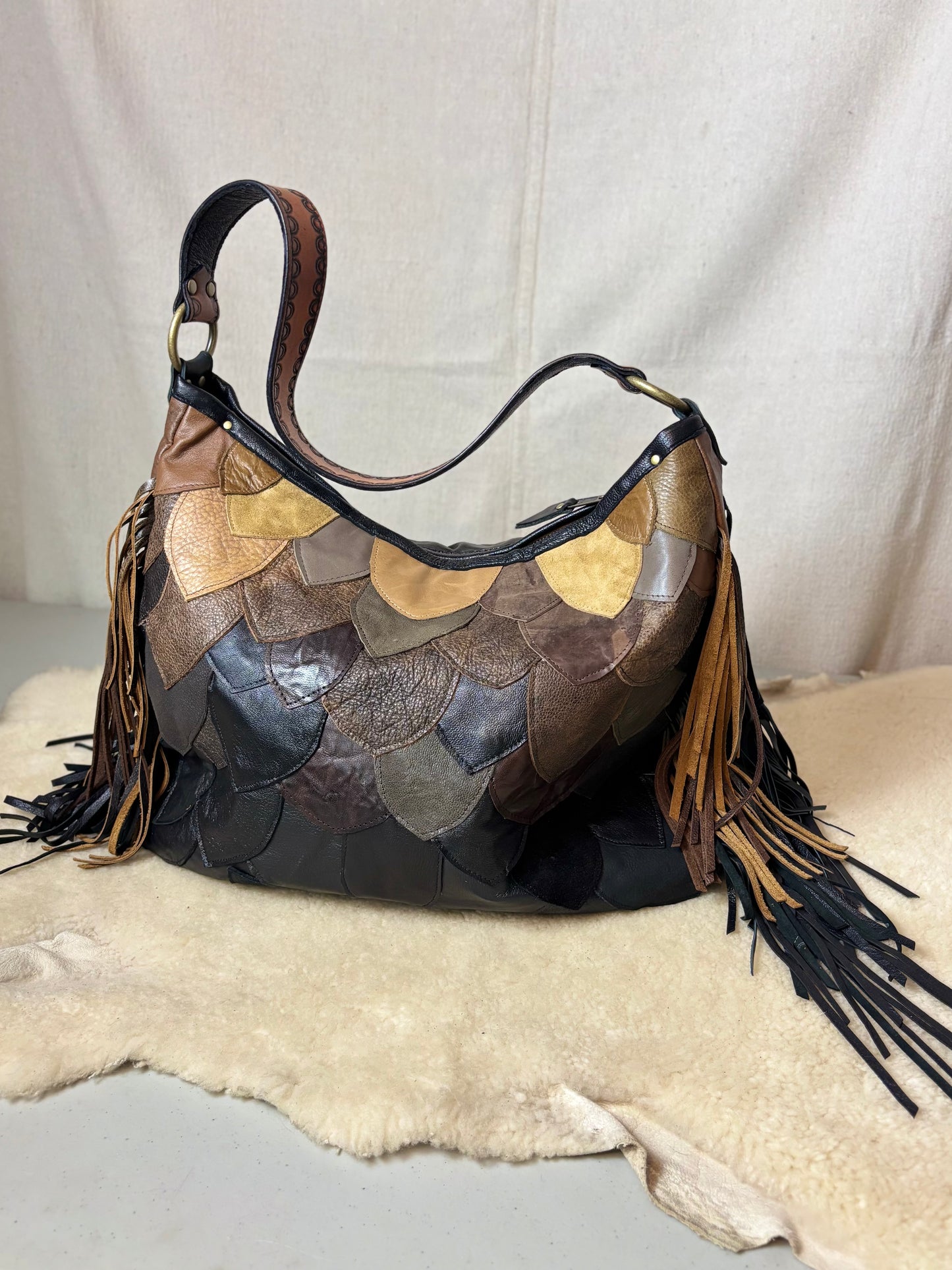 Reclaimed Leather Fish Scale Bag