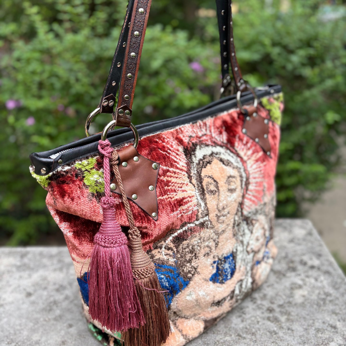 Vintage Velvet Virgin Tapestry Bag