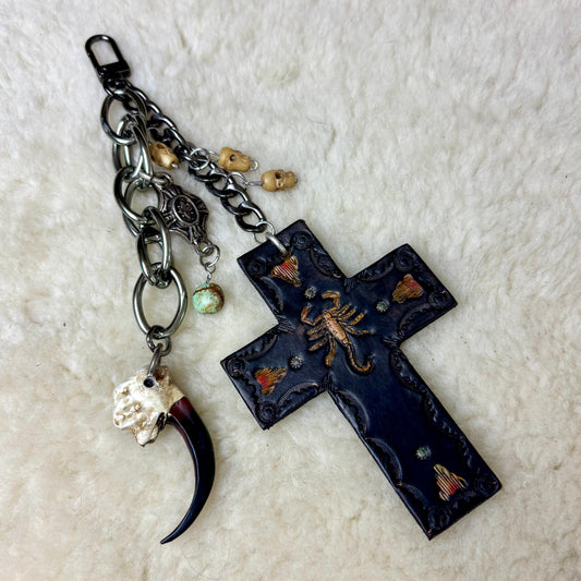 Scorpion Leather Cross Bag Charm
