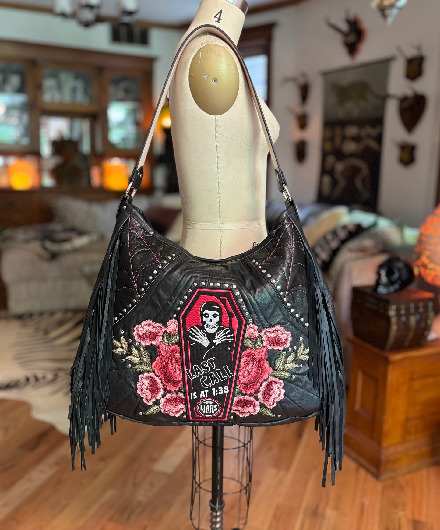 Black Leather Rock n Roll Queen Bag