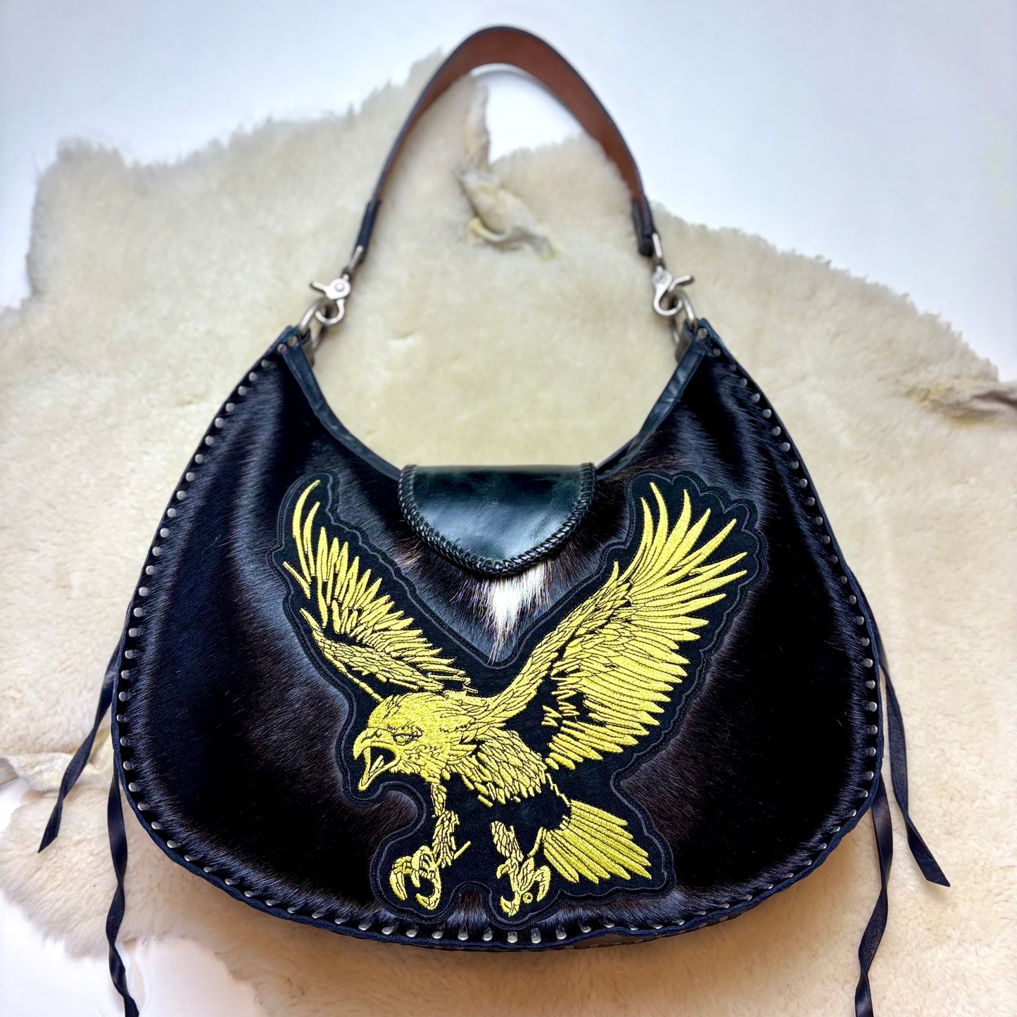 Large Black Hair-on Eagle Bag